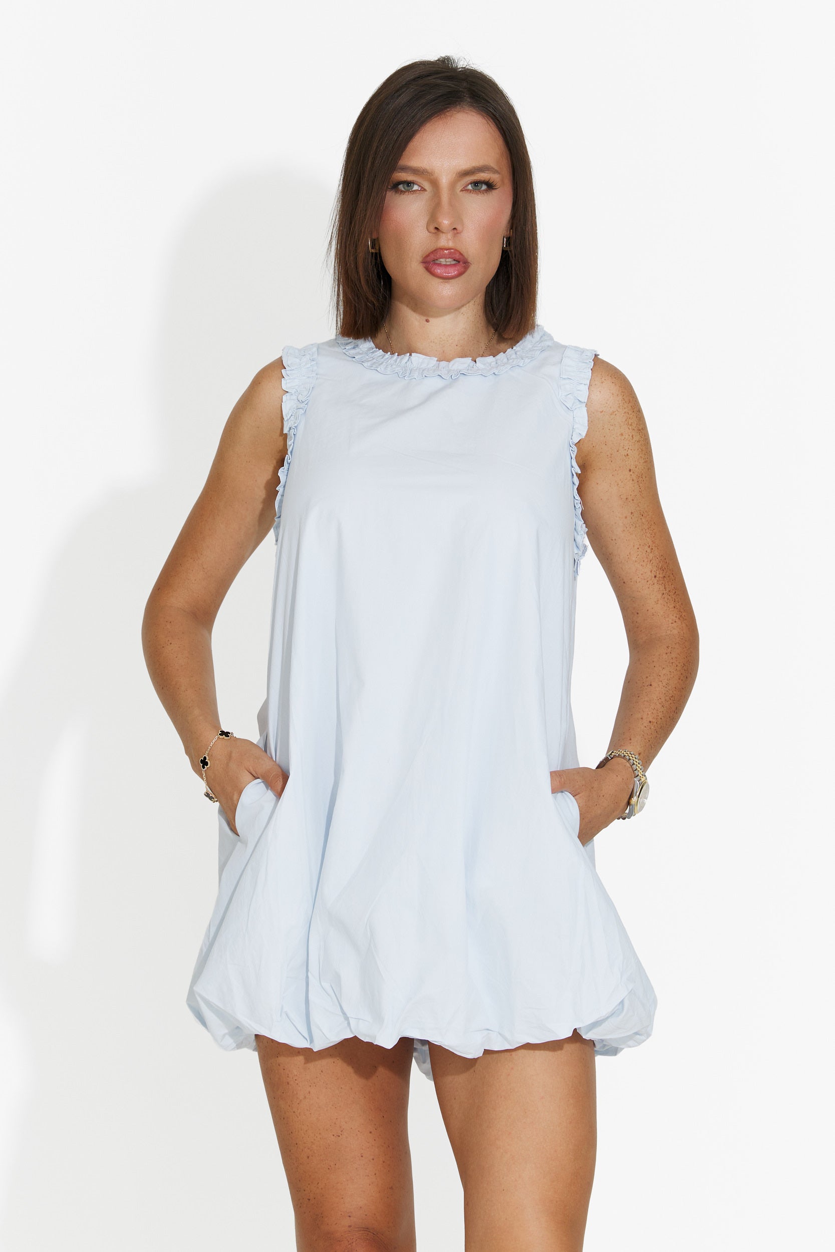 Women's short light blue dress Mauricia Bogas