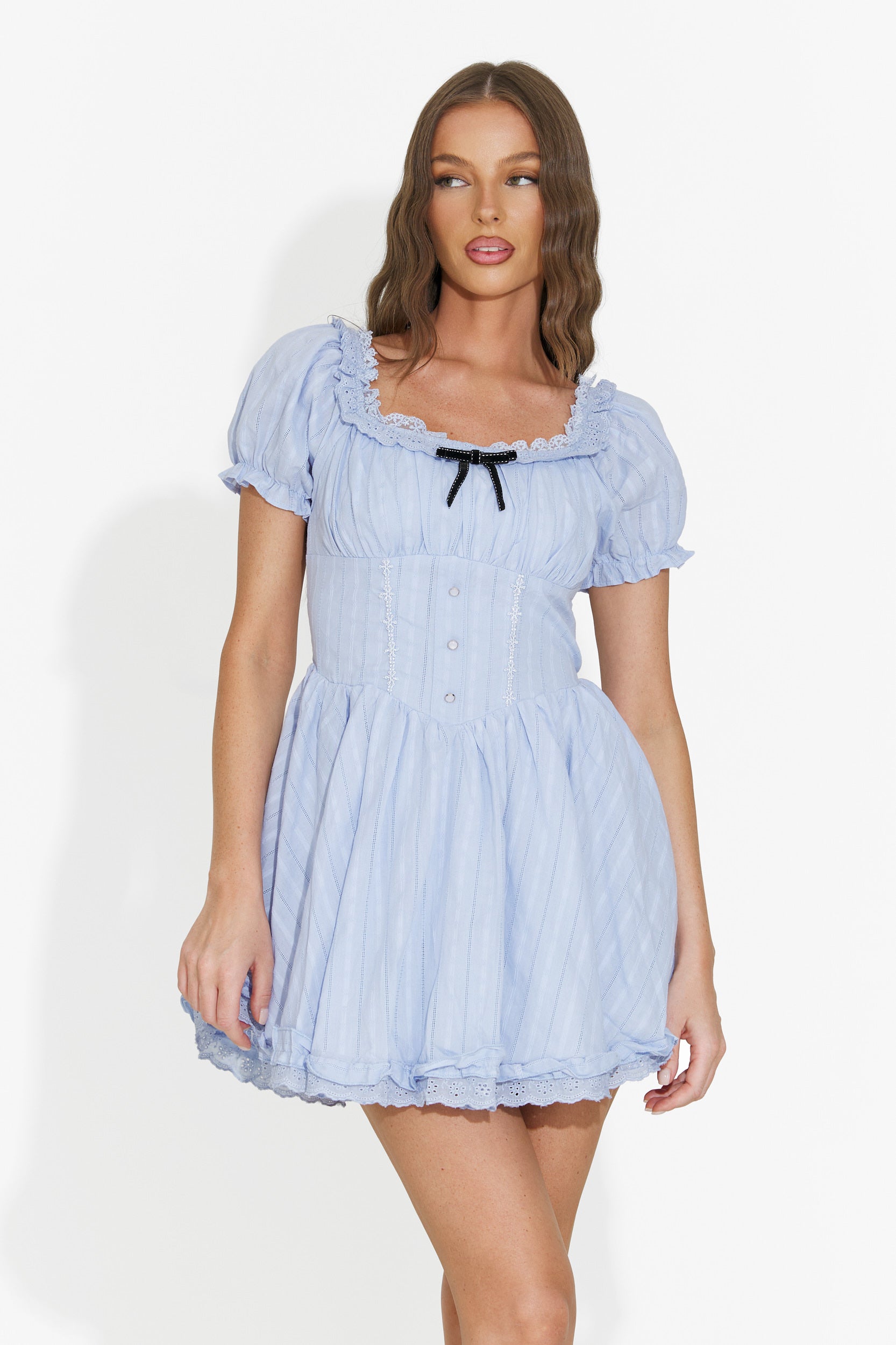 Short blue women's dress Viviene Bogas