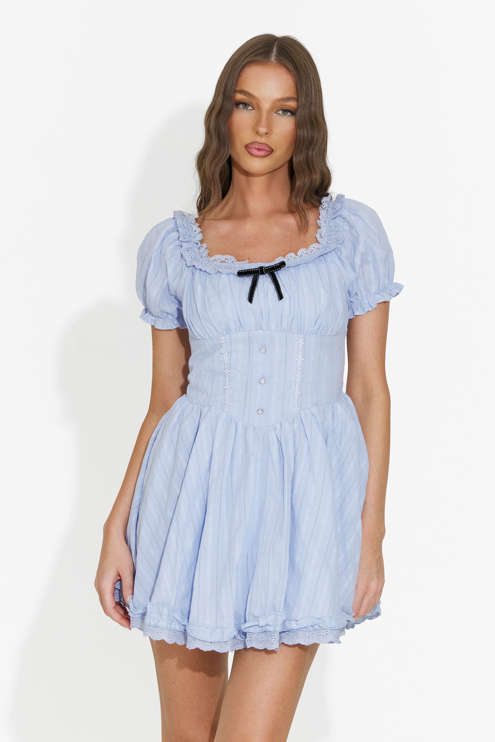 Short blue women's dress Viviene Bogas