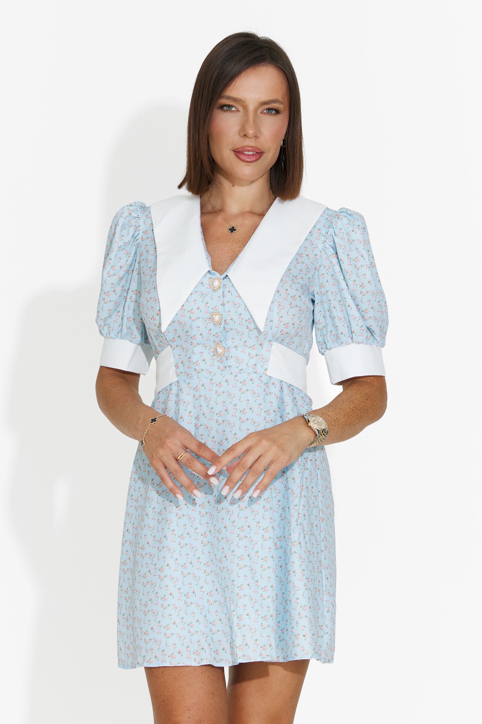 Short light blue women's dress Zurlia Bogas