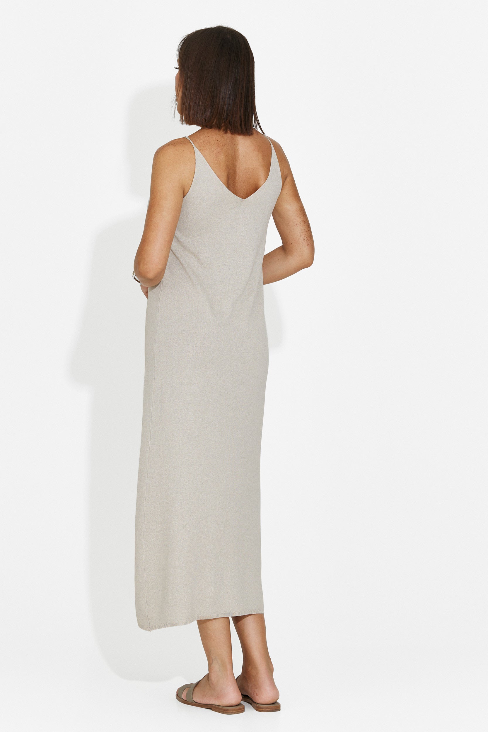Women's short greige dress Liorna Bogas