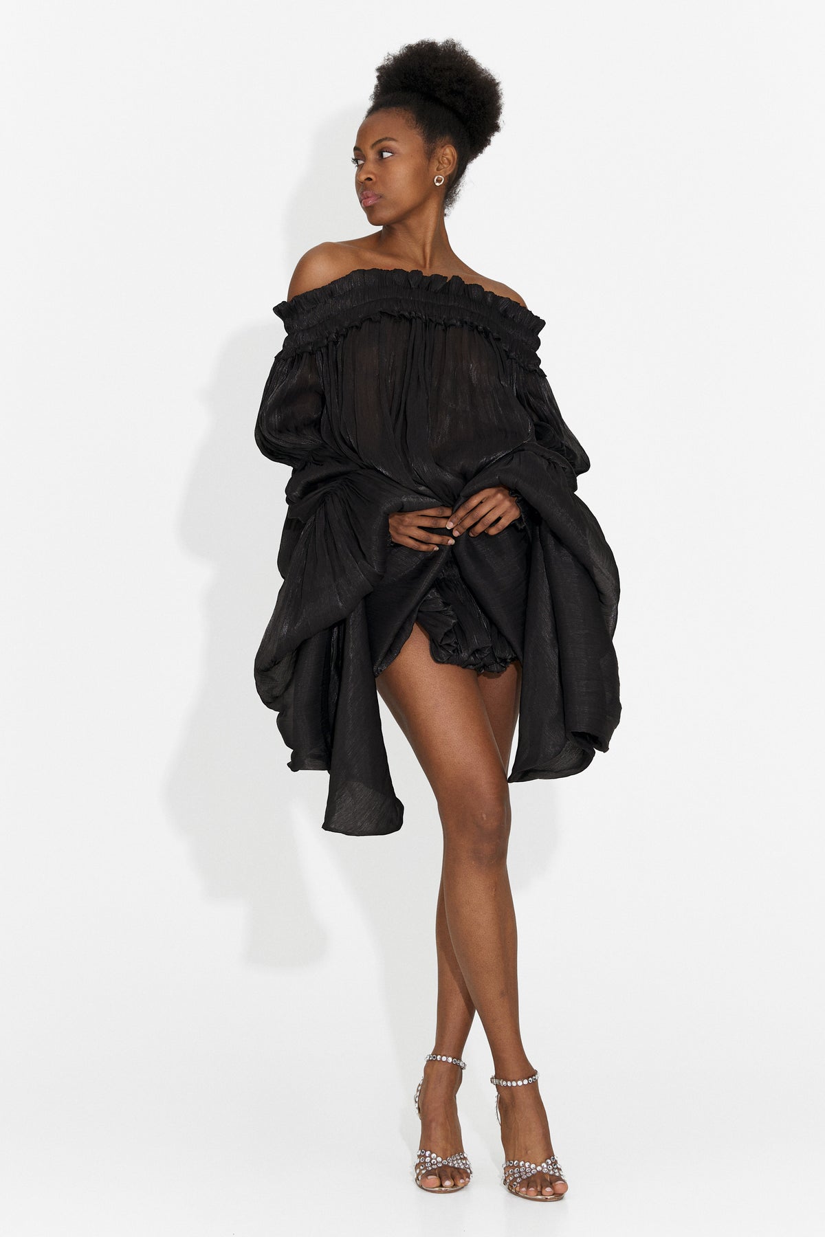 Black short women's dress Myara Bogas, image 3 of 8