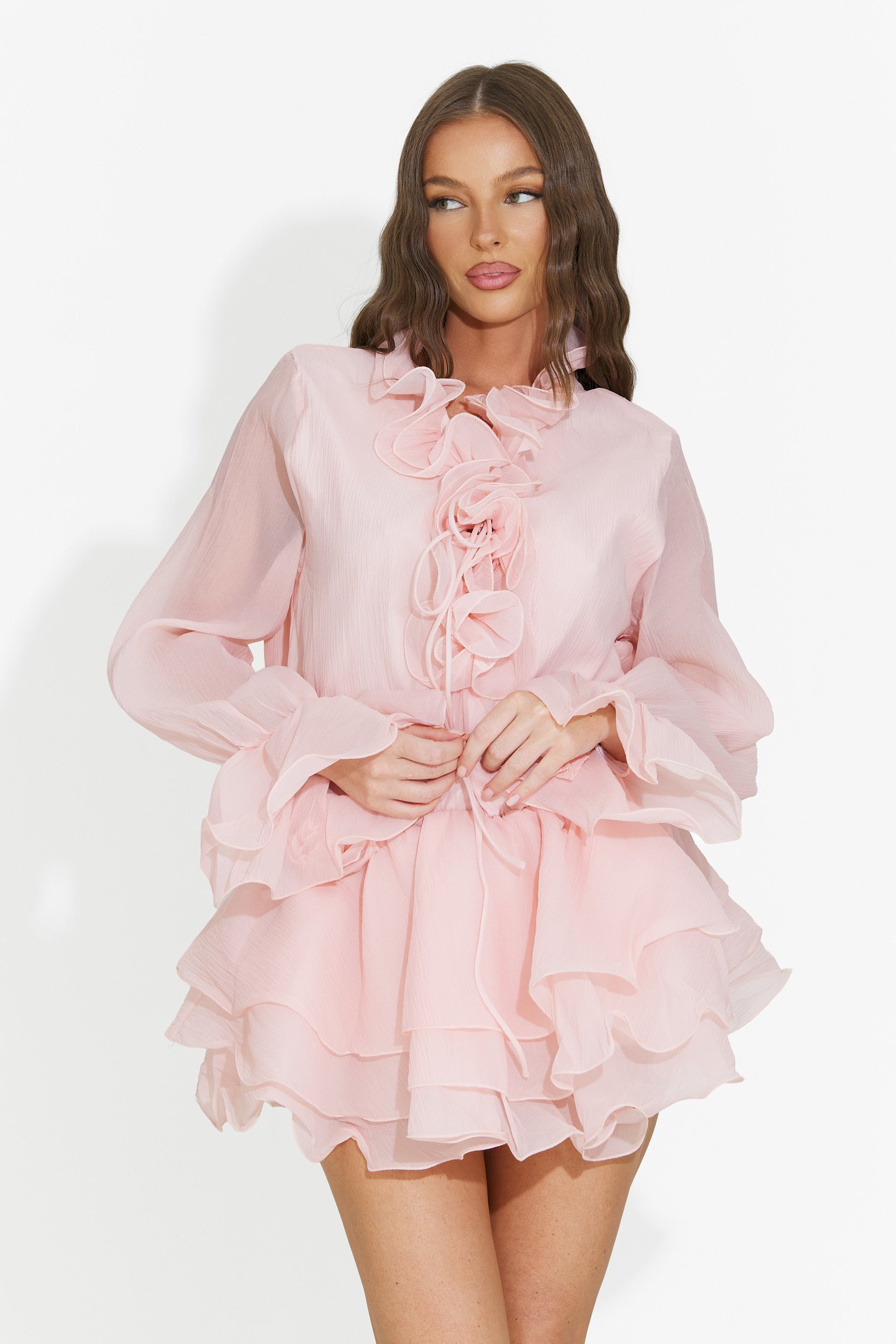 Women's short peach dress Fineta Bogas