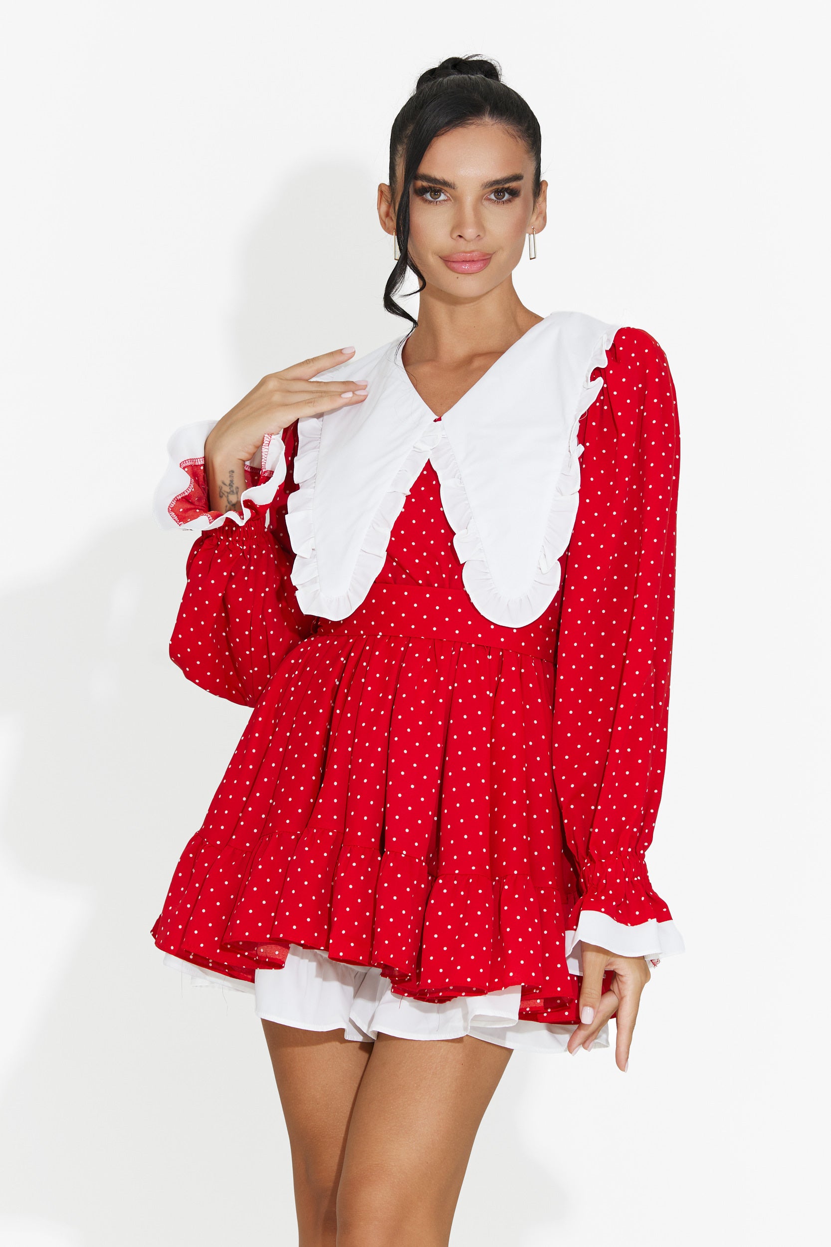 Short red women's dress Yucana Bogas