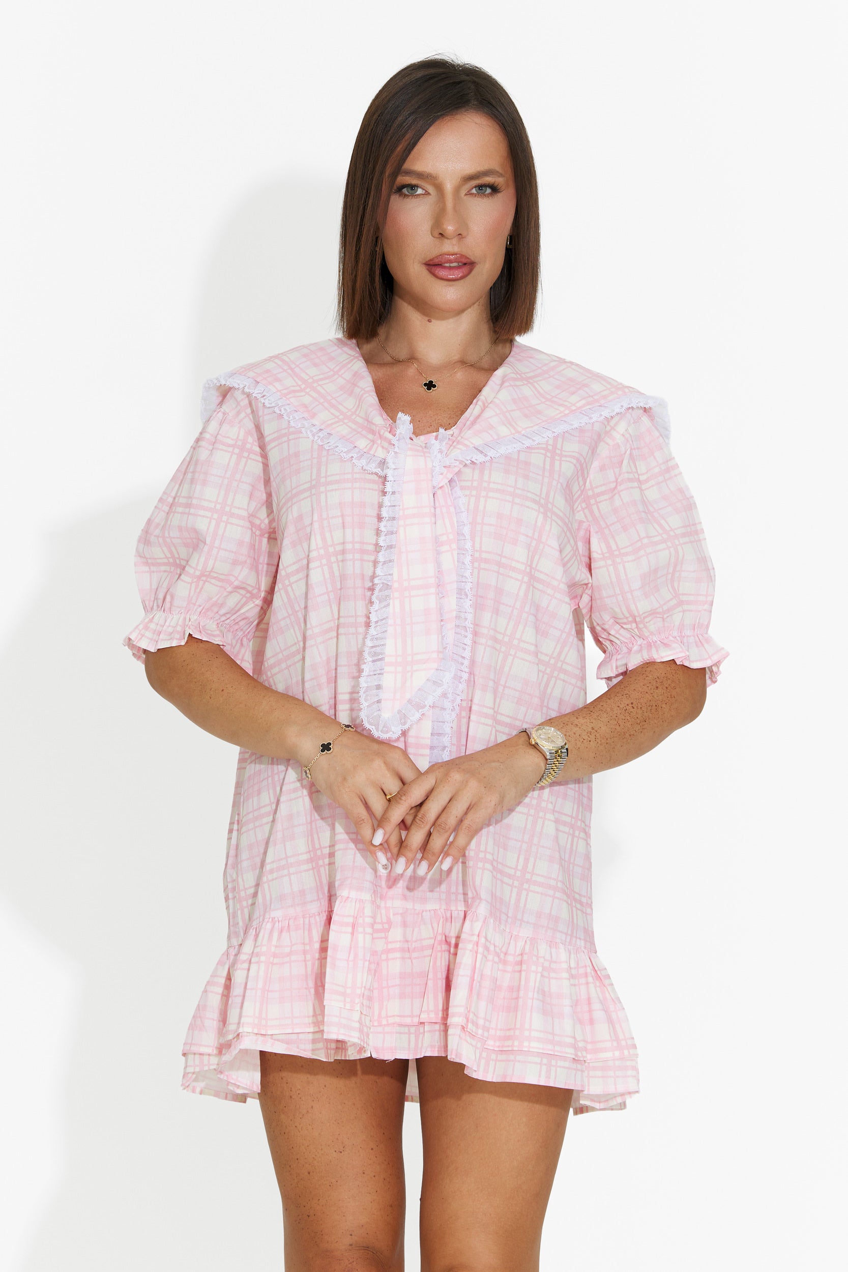Robe femme courte style chemise rose Beshoka Bogas