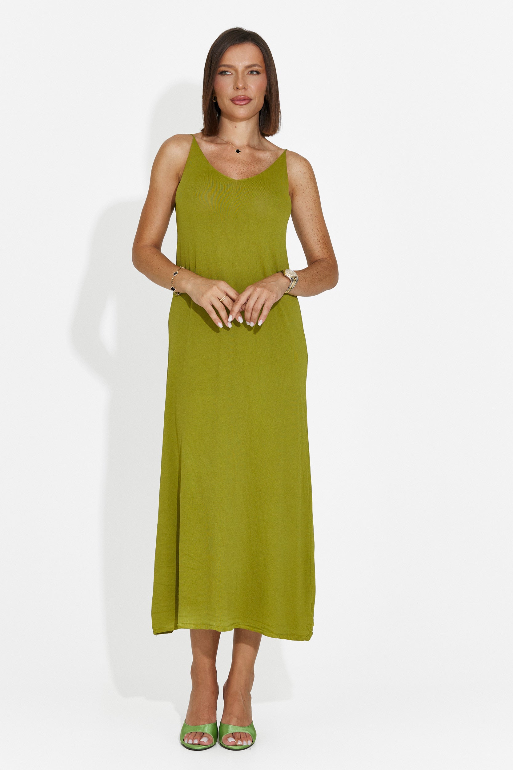 Women's short green dress Liorna Bogas