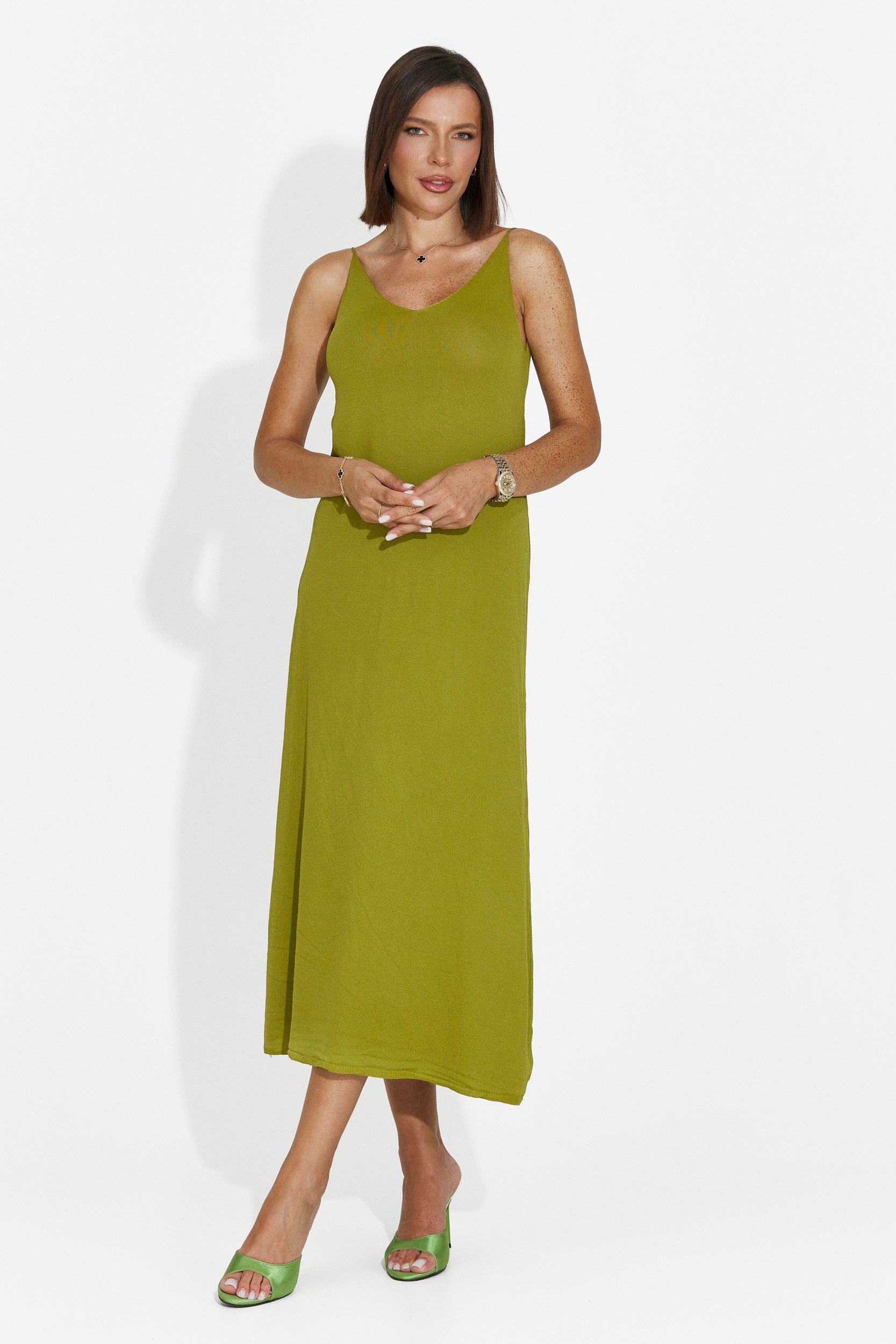 Women's short green dress Liorna Bogas