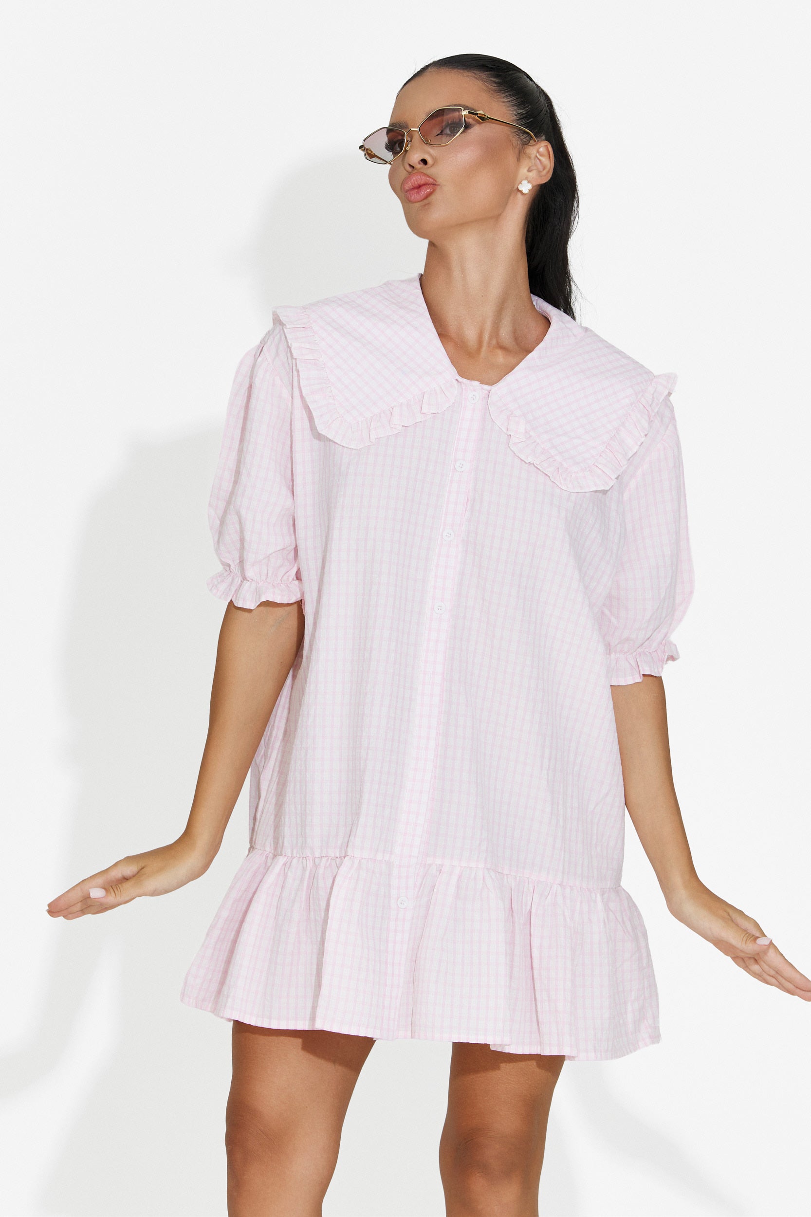 Women's short shirt-style pink dress Dolima Bogas