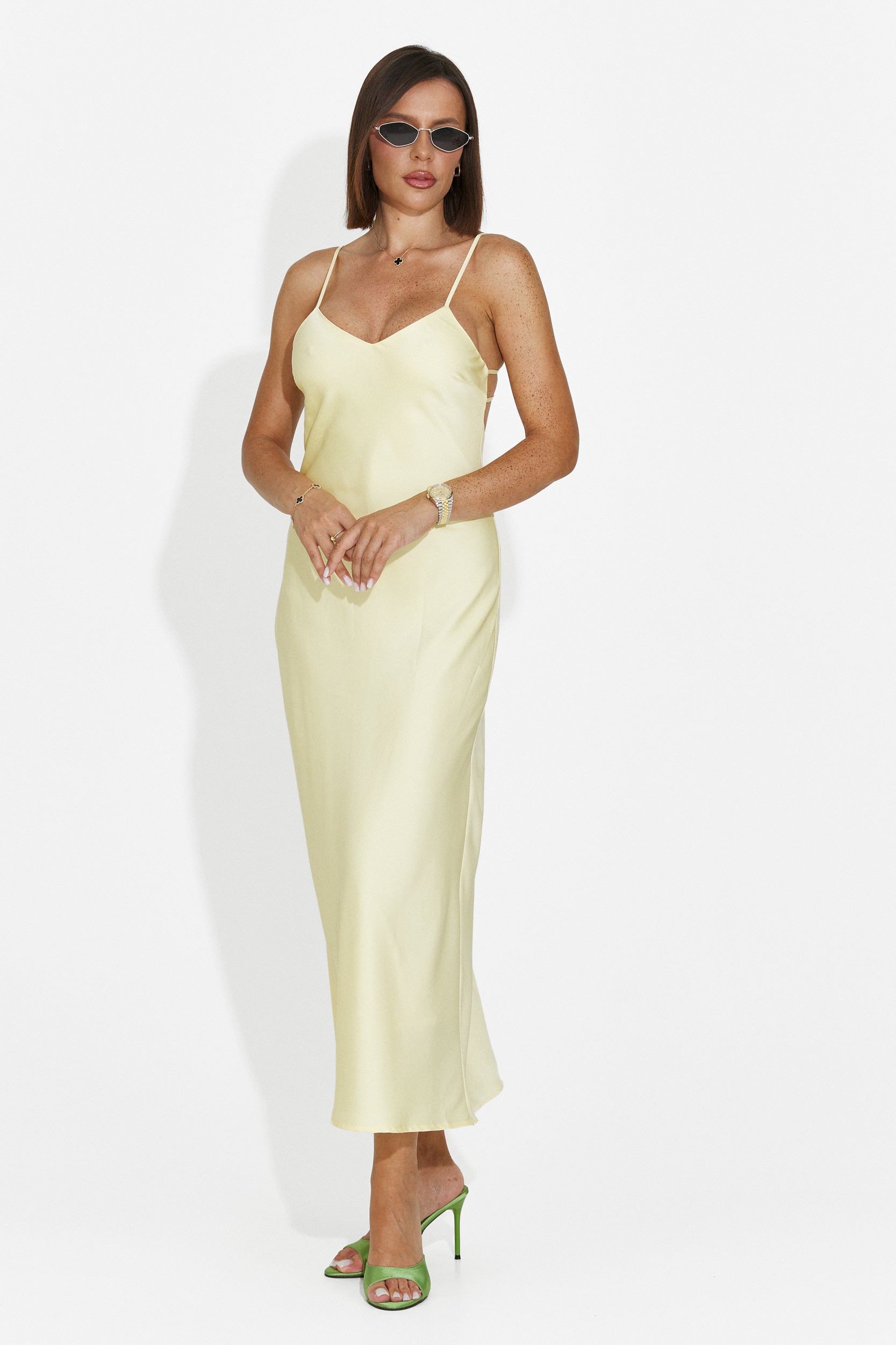 Vestido lencero corto amarillo Ivorya Bogas