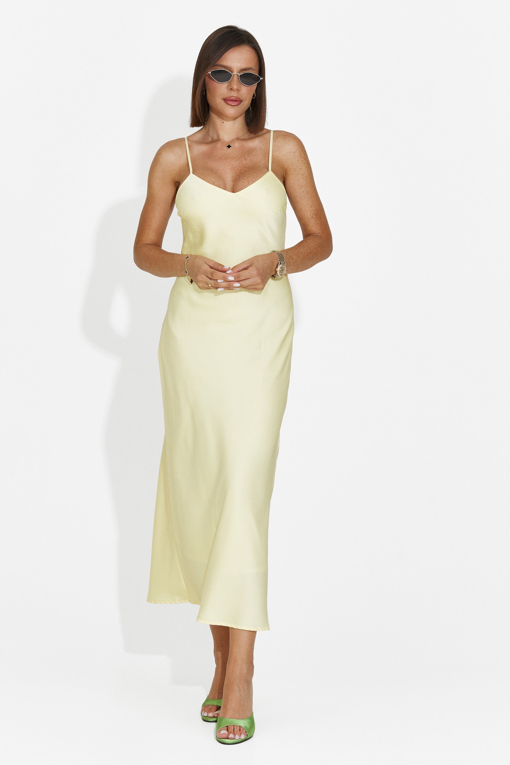 Vestido lencero corto amarillo Ivorya Bogas