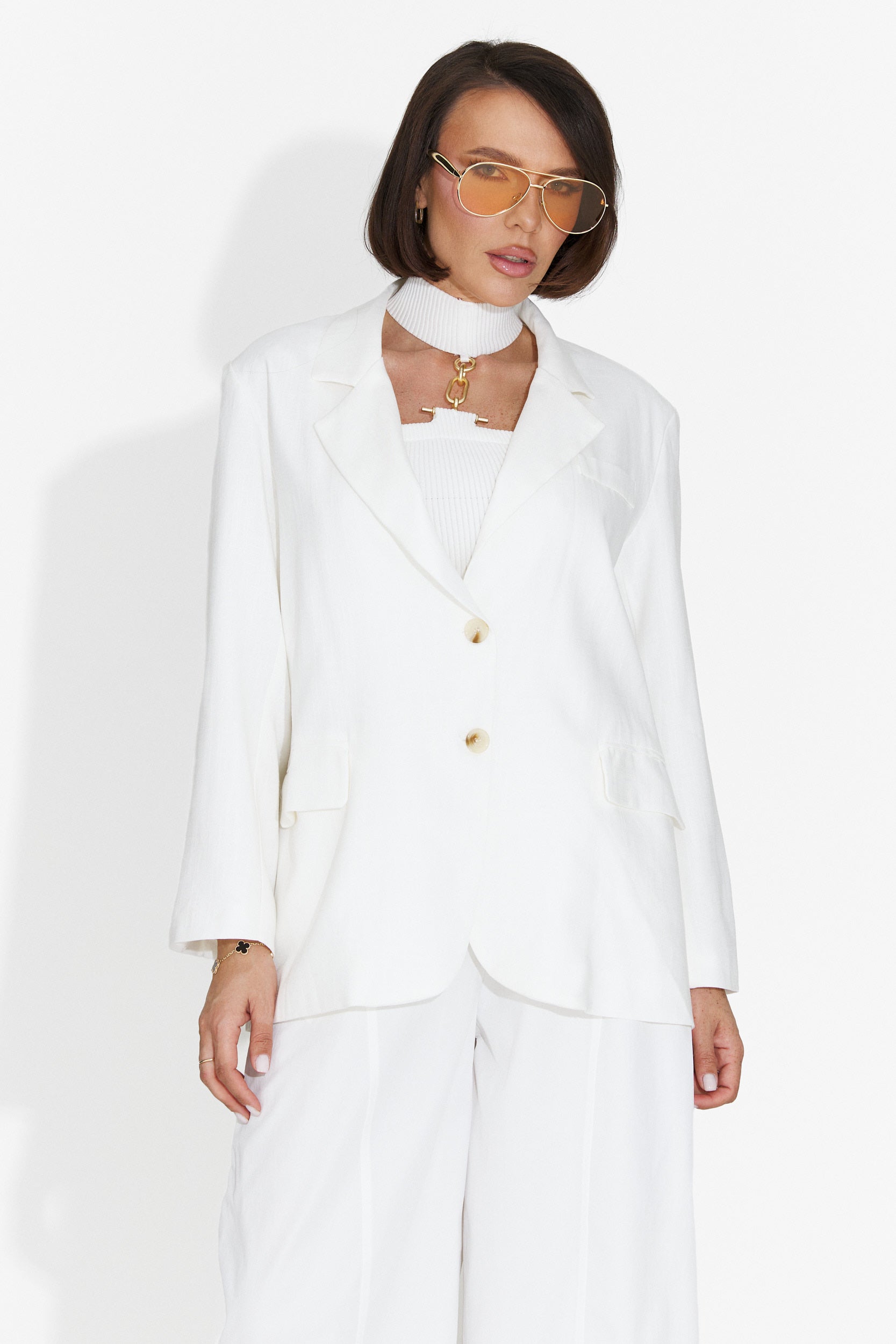 Sacou dama casual alb Foxglove Bogas