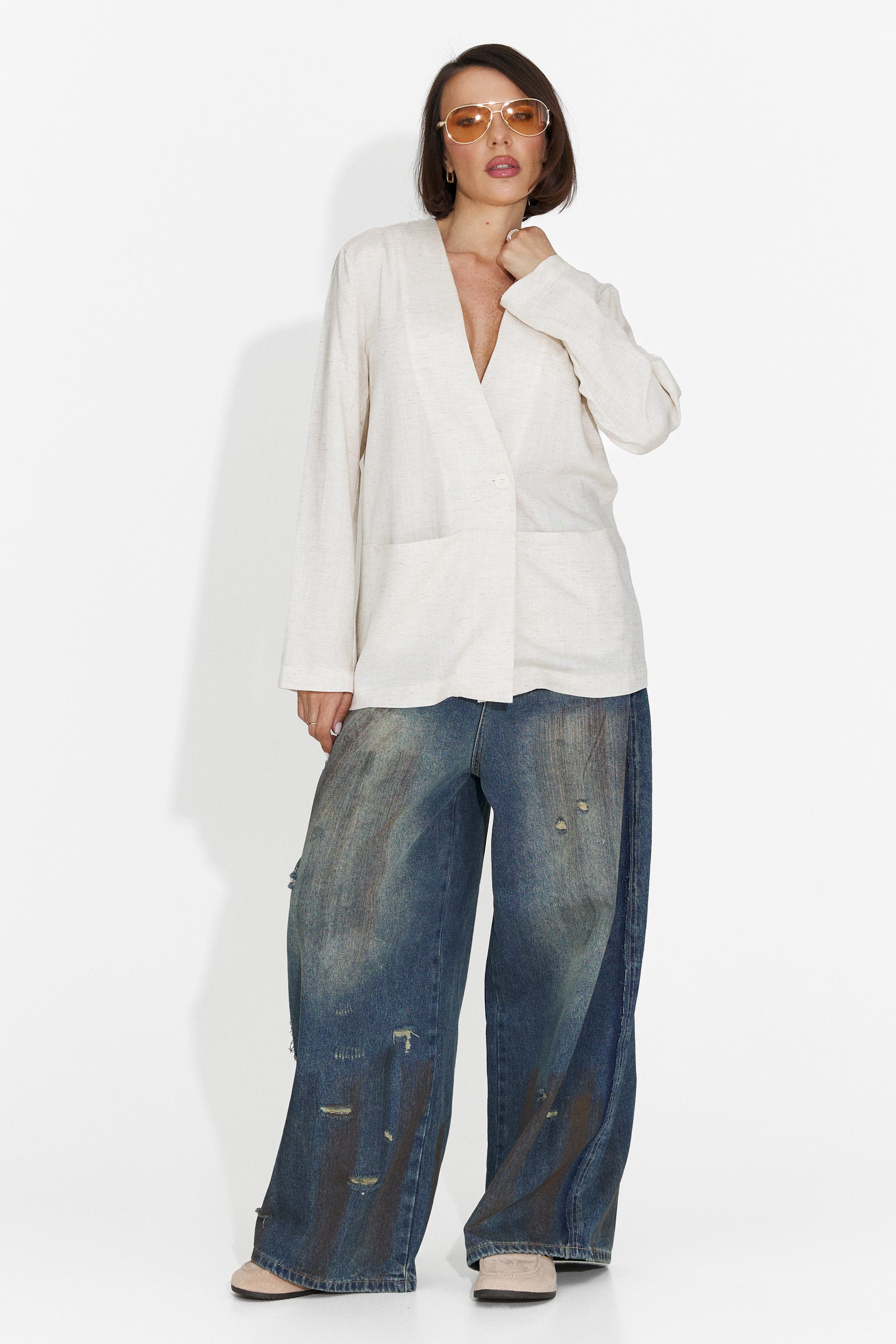 Elegante blazer beige Yarow Bogas para mujer