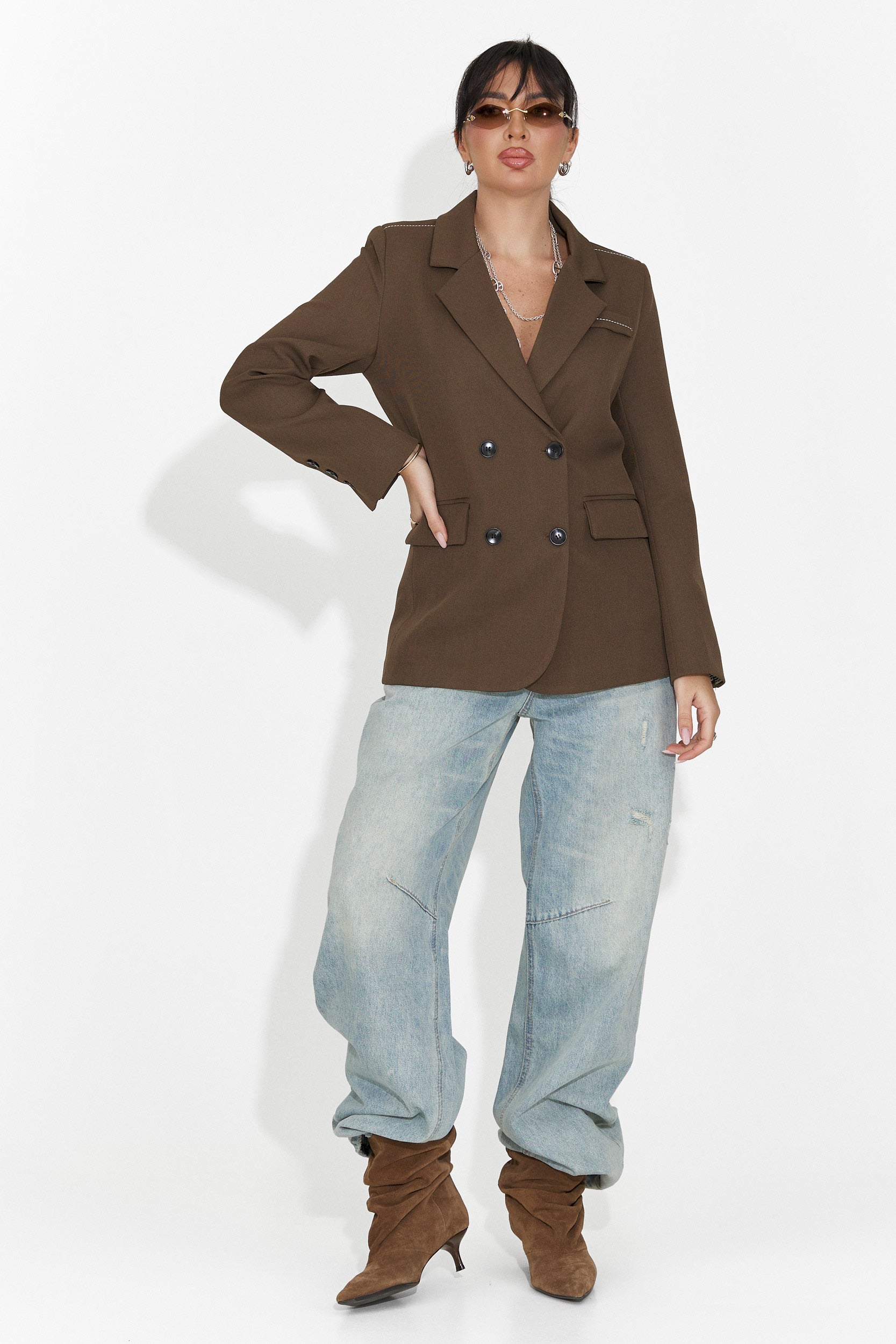 Elegant brown women's blazer Caleiaja Bogas