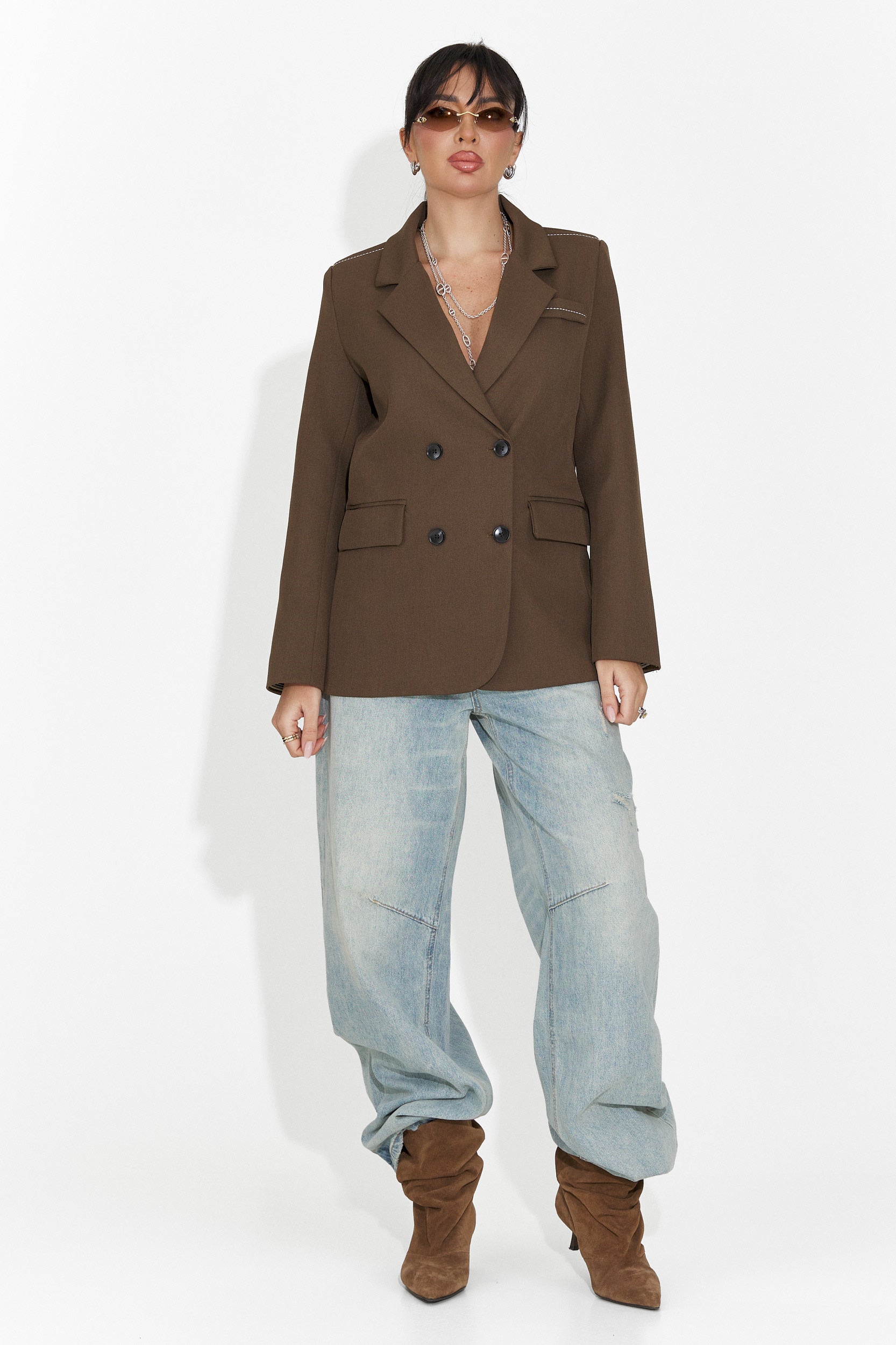 Elegant brown women's blazer Caleiaja Bogas