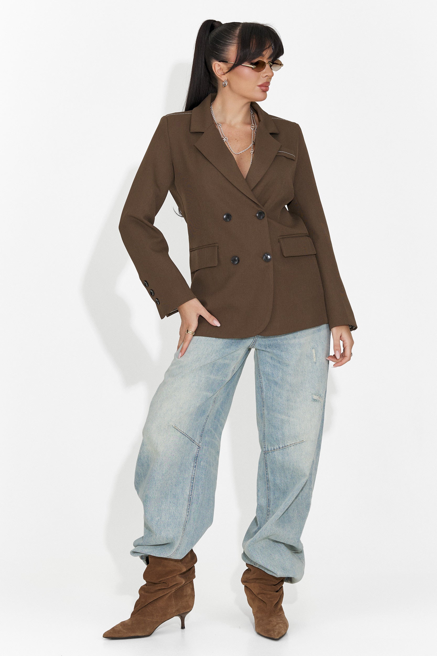 Elegant brown women's blazer Caleiaja Bogas