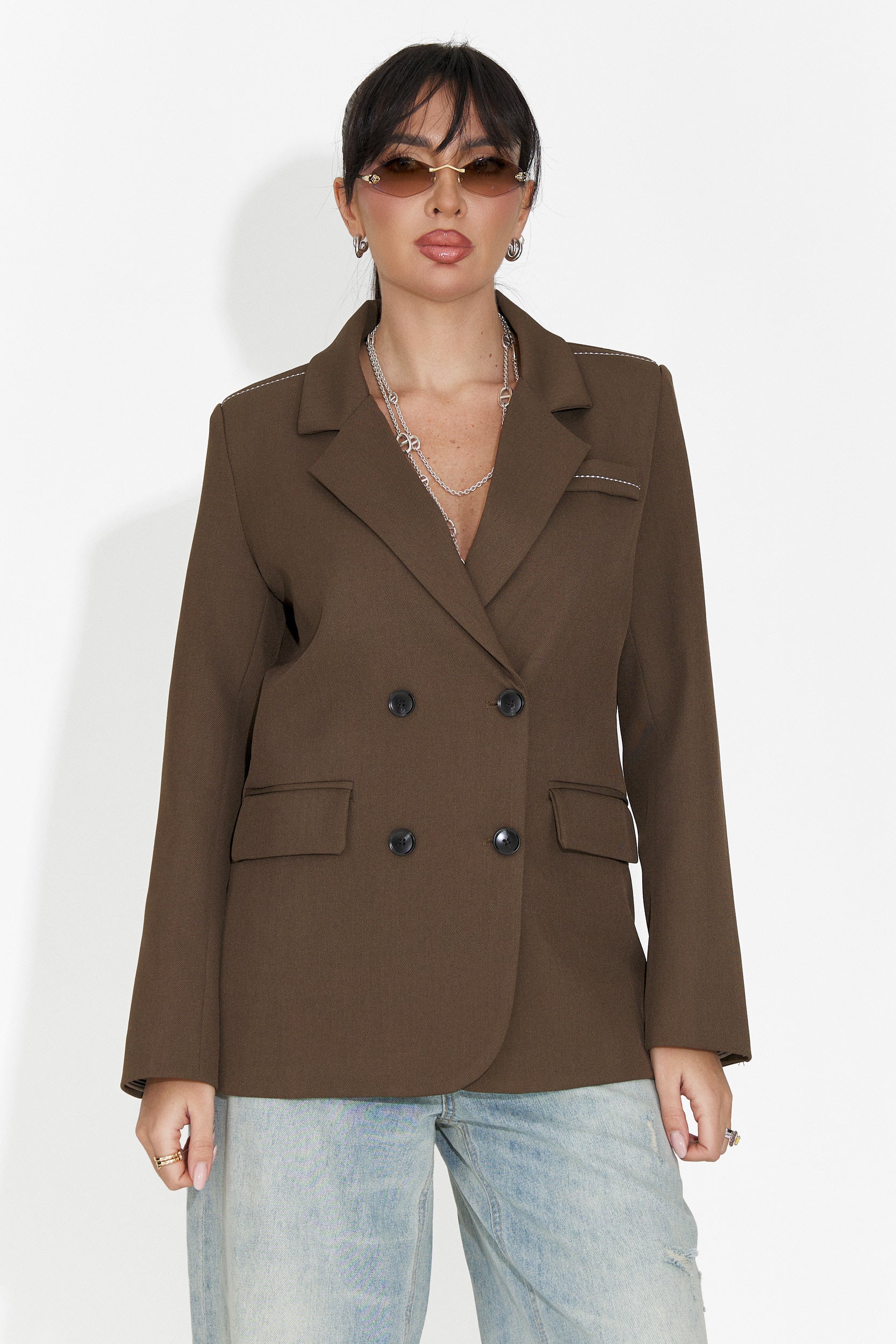 Elegant brown women's blazer Caleiaja Bogas