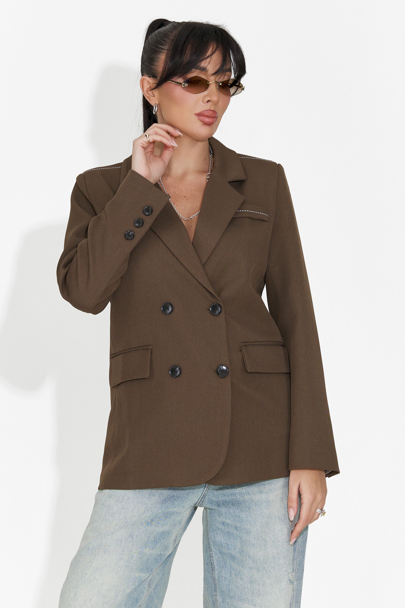 Elegant brown women's blazer Caleiaja Bogas