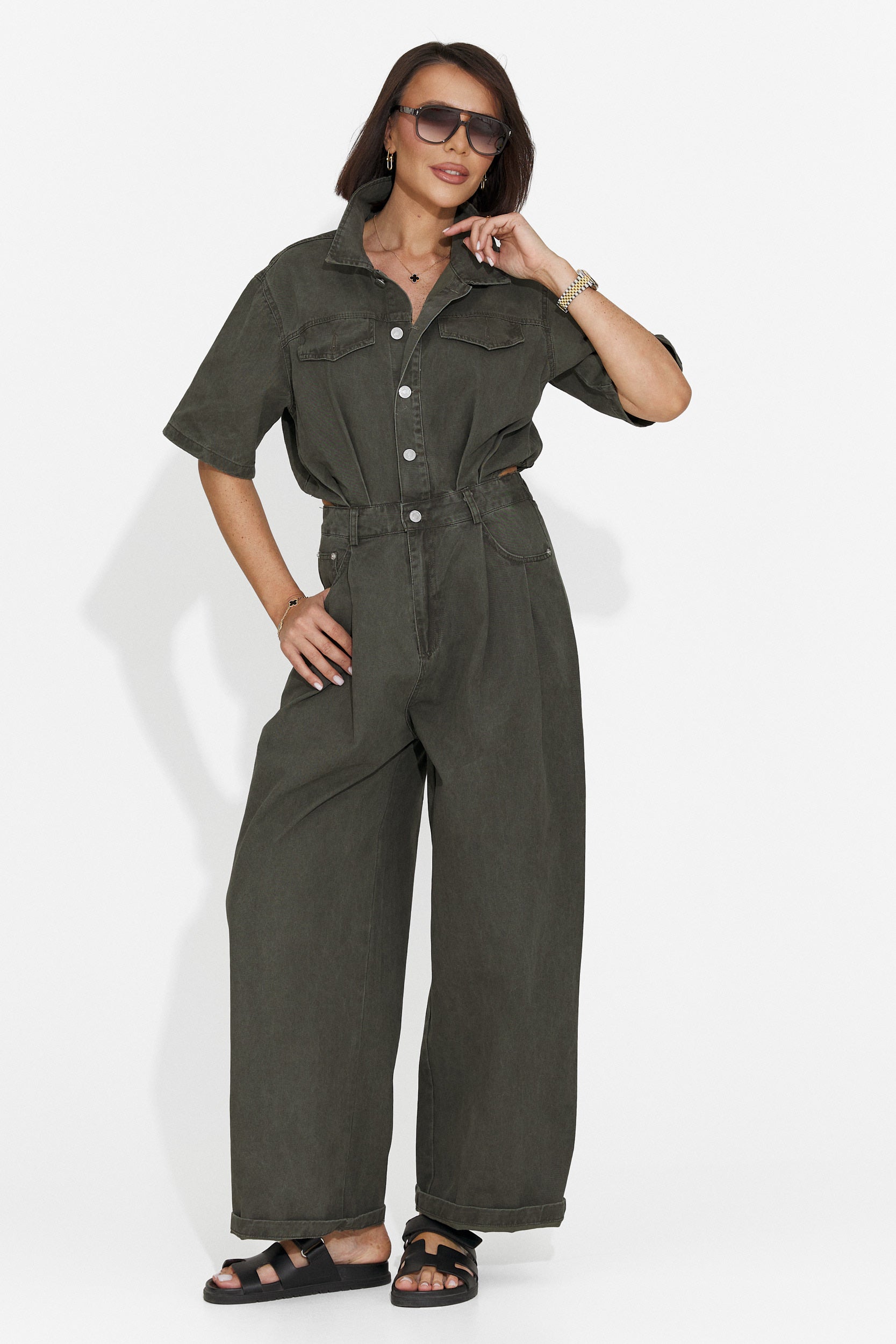 Ayeria Bogas Lässiger Khaki Damen Overall