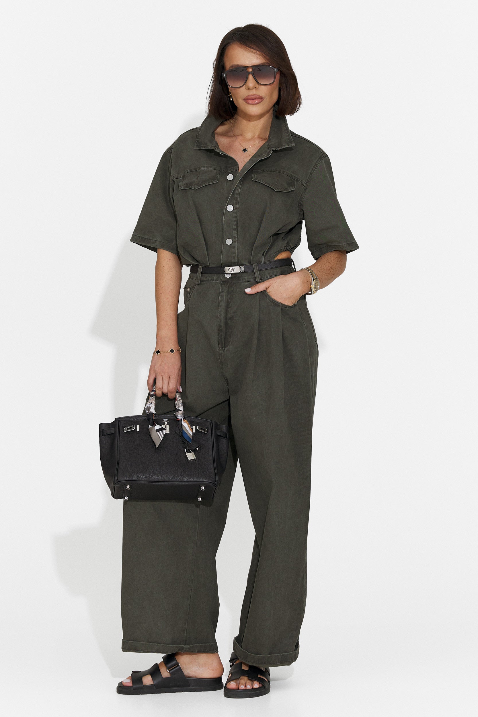 Ayeria Bogas Lässiger Khaki Damen Overall