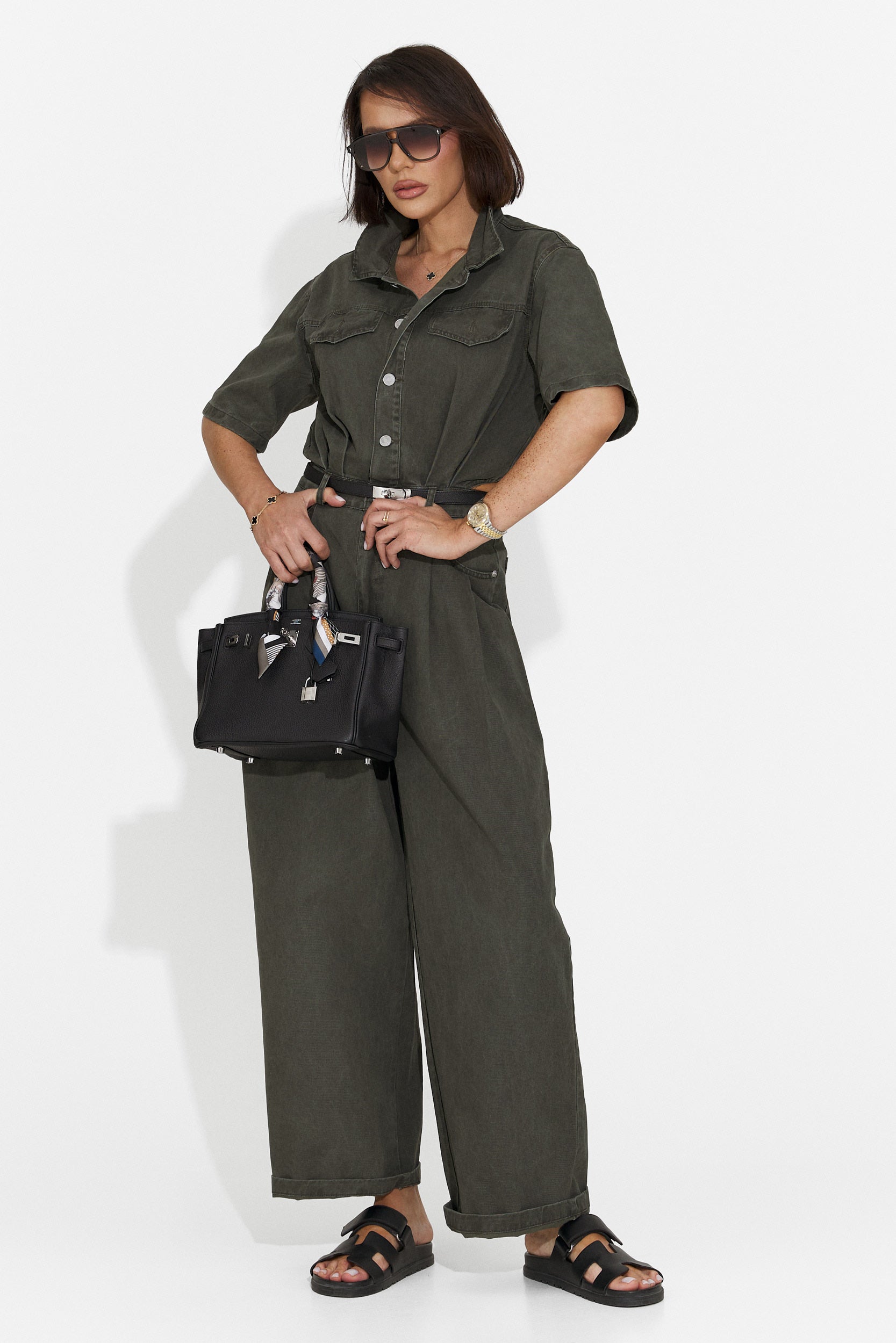 Ayeria Bogas Lässiger Khaki Damen Overall