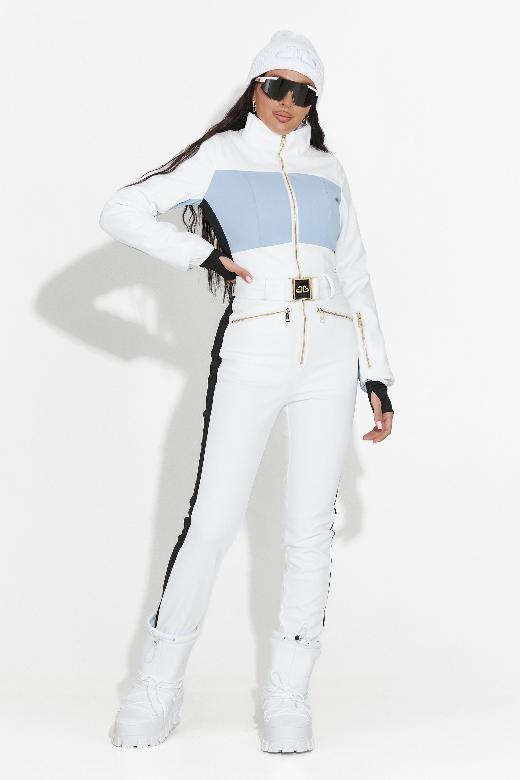 Nelisia Bogas Casual White Ski Jumpsuit