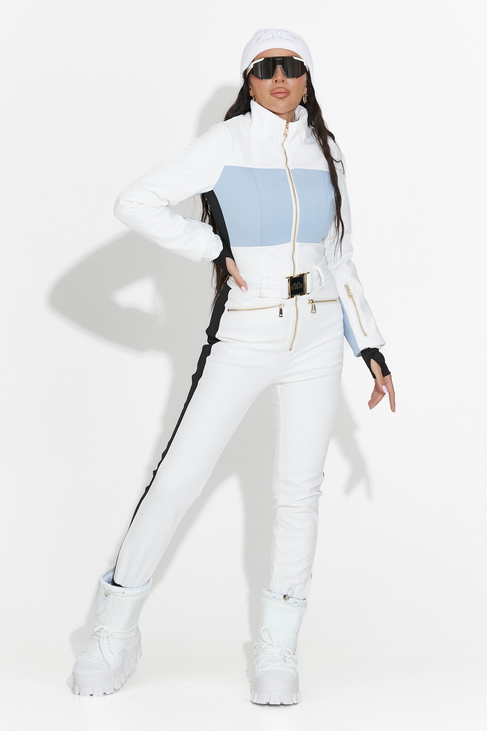 Nelisia Bogas Casual White Ski Jumpsuit