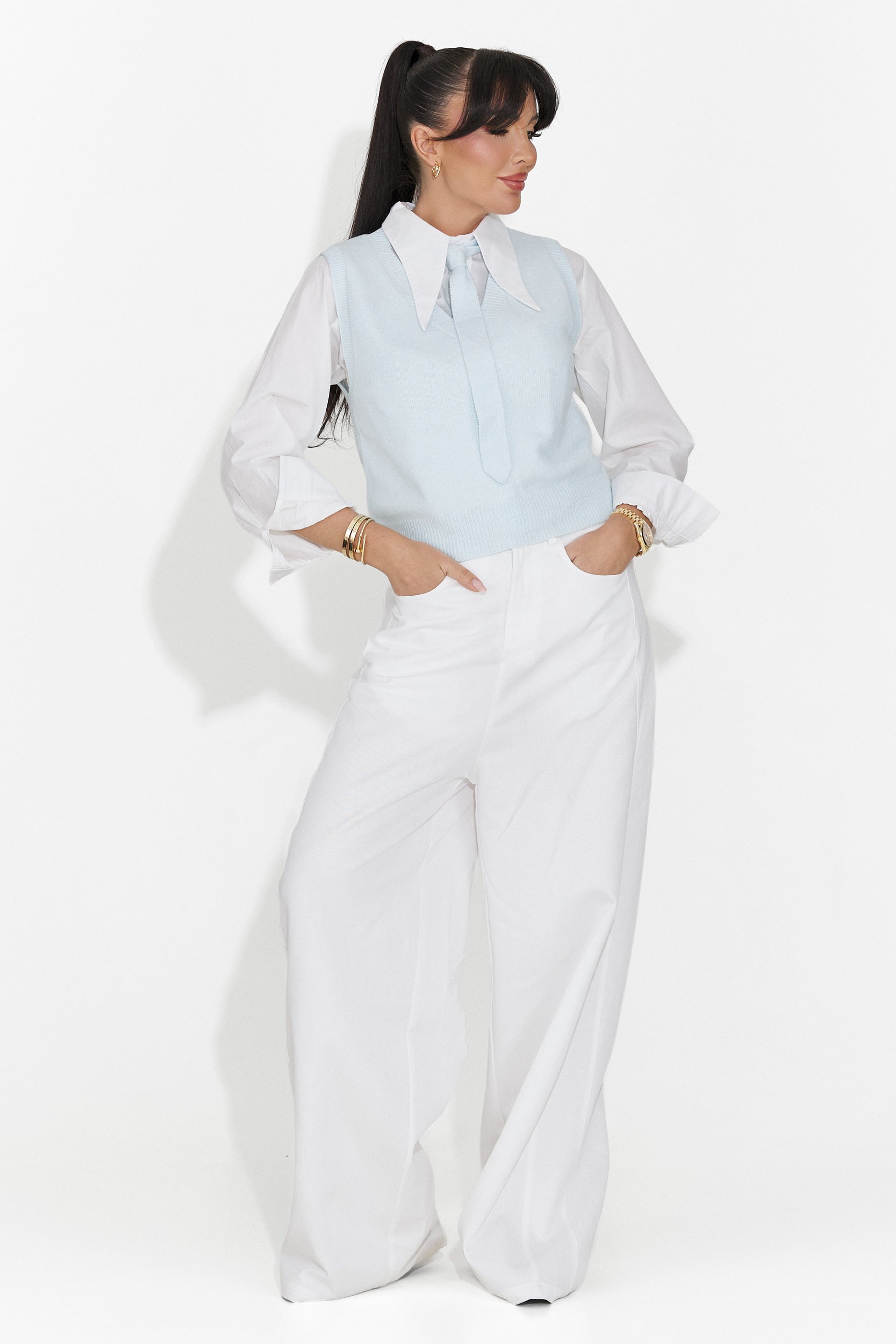 Set 3 Teile Hemd + Weste + blaue Krawatte Tasiana Bogas