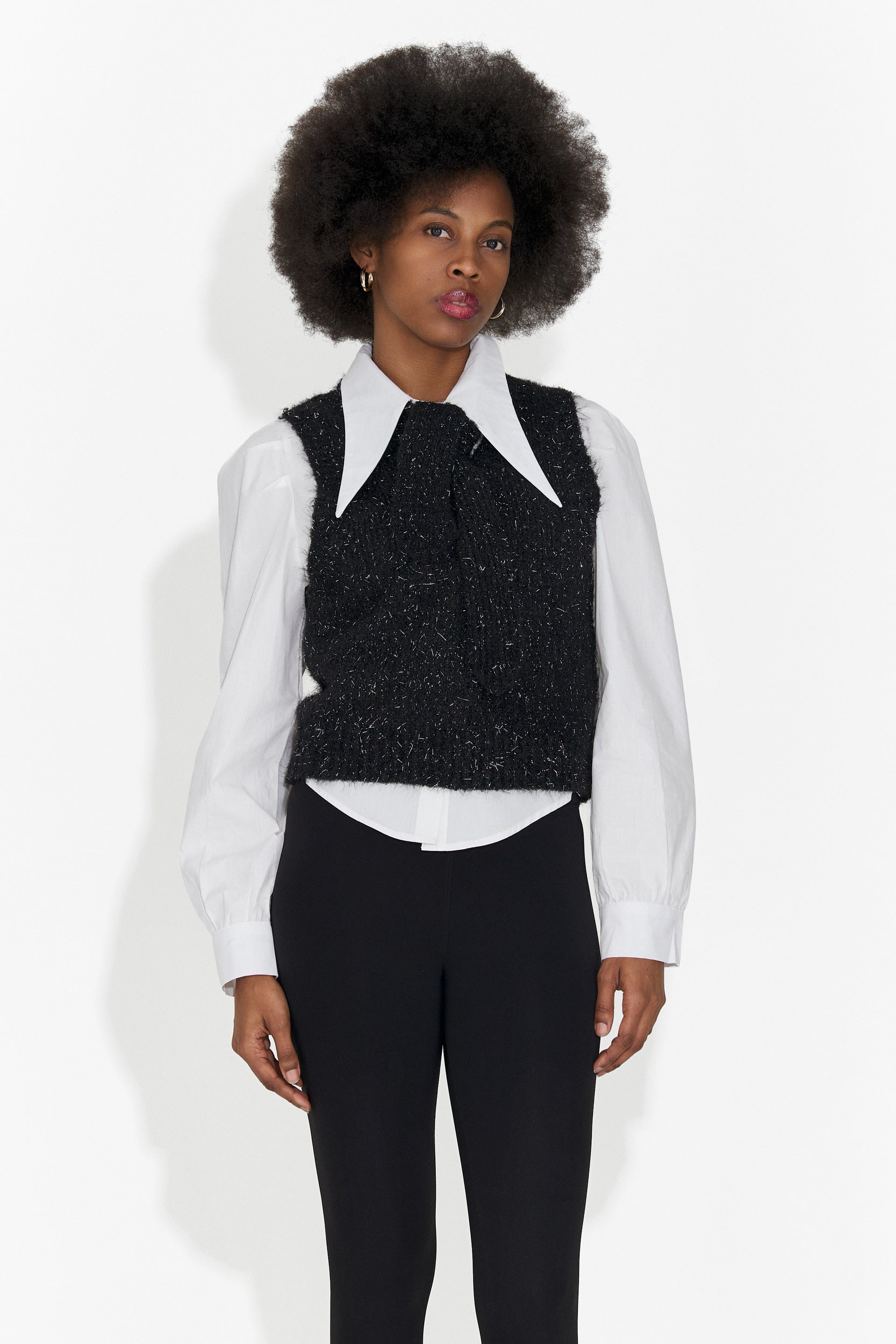 3-teiliges Set Hemd + Weste + Krawatte schwarz Izaura Bogas