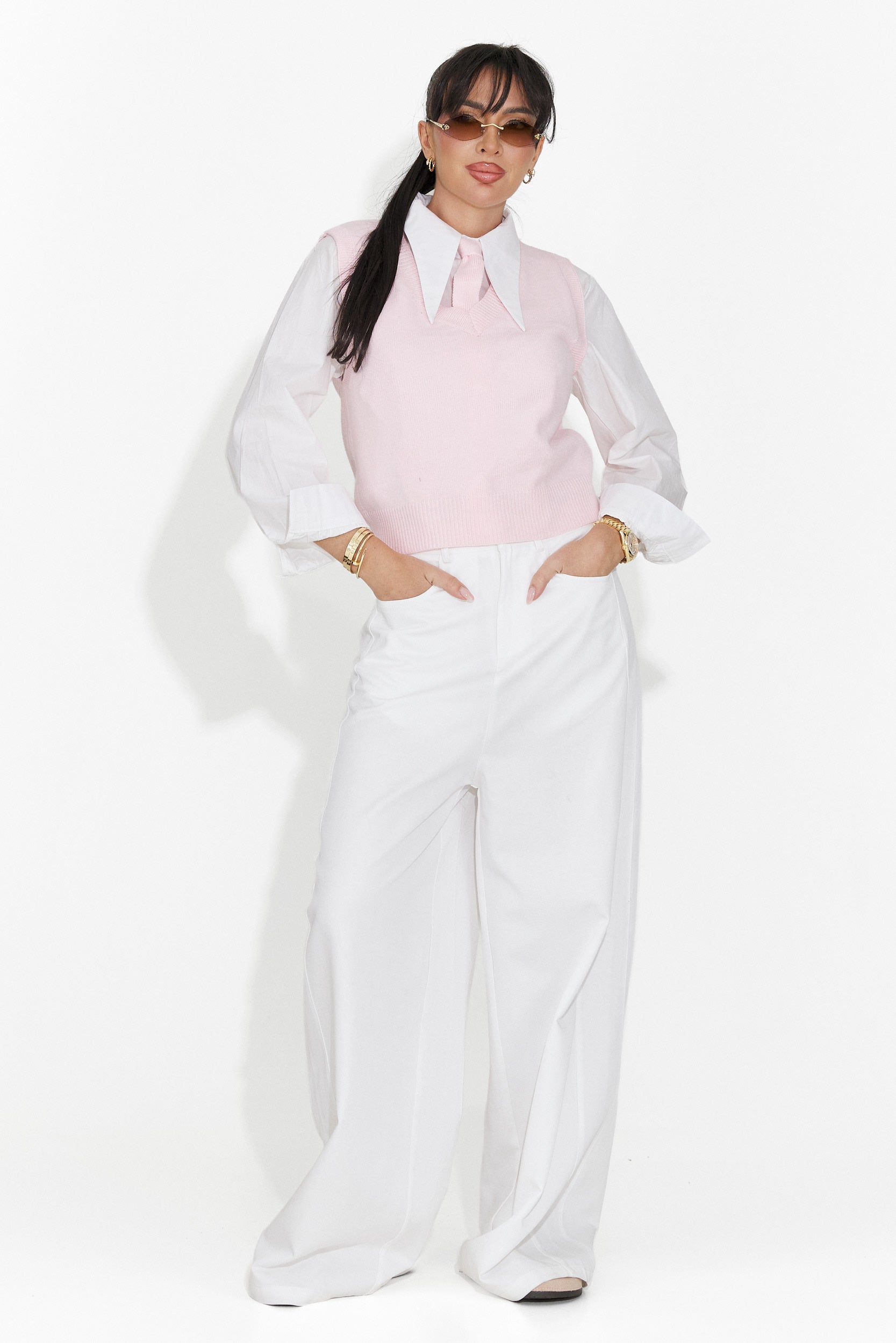 Set di 3 pezzi camicia + gilet + cravatta rosa Tasiana Bogas