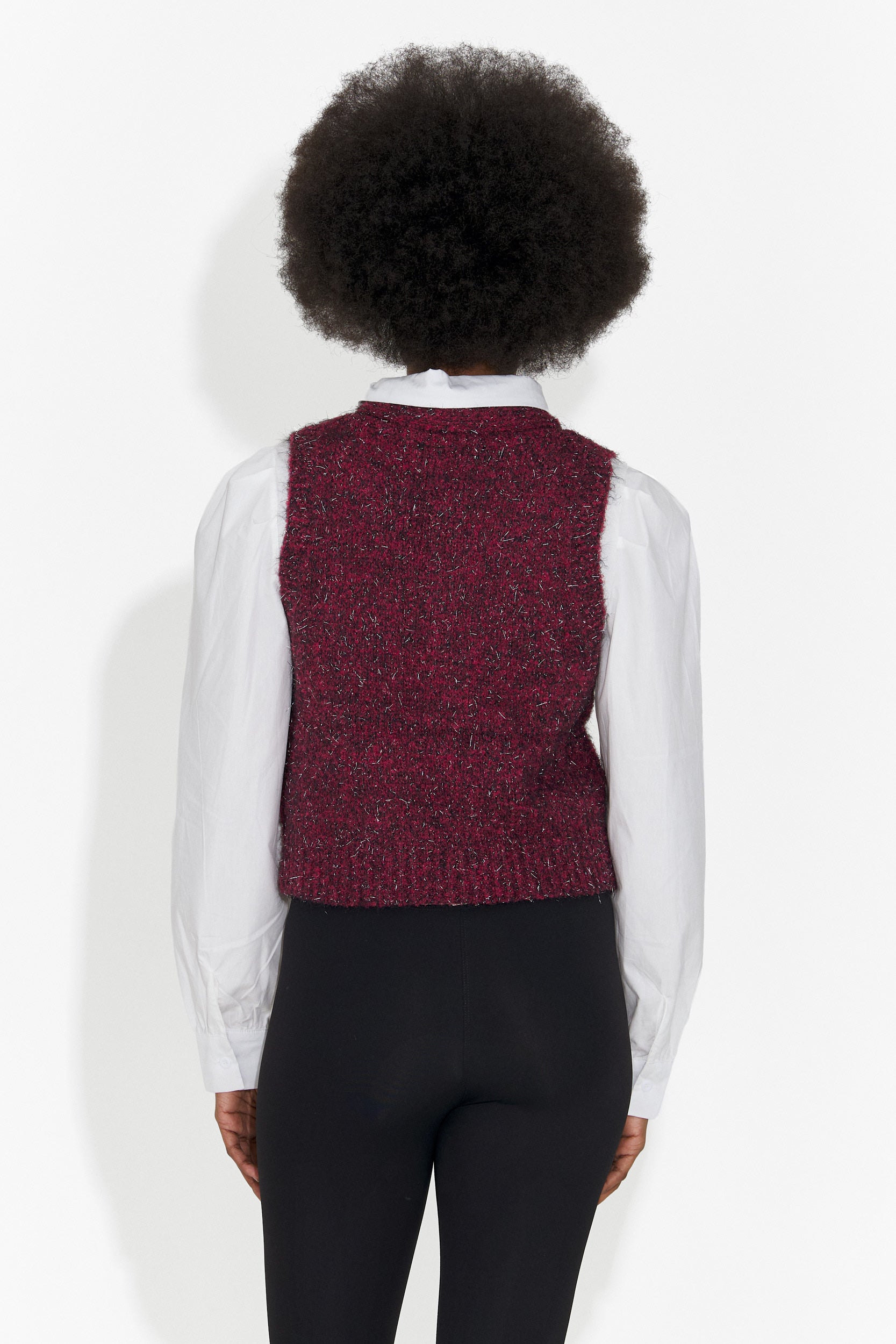 Conjunto de 3 piezas camisa + chaleco + corbata burdeos Izaura