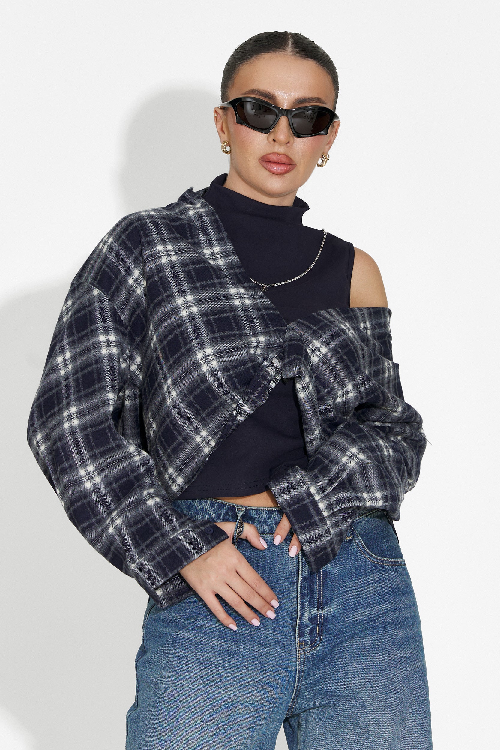 Zestaw koszula damska + top granatowy Noielia Bogas