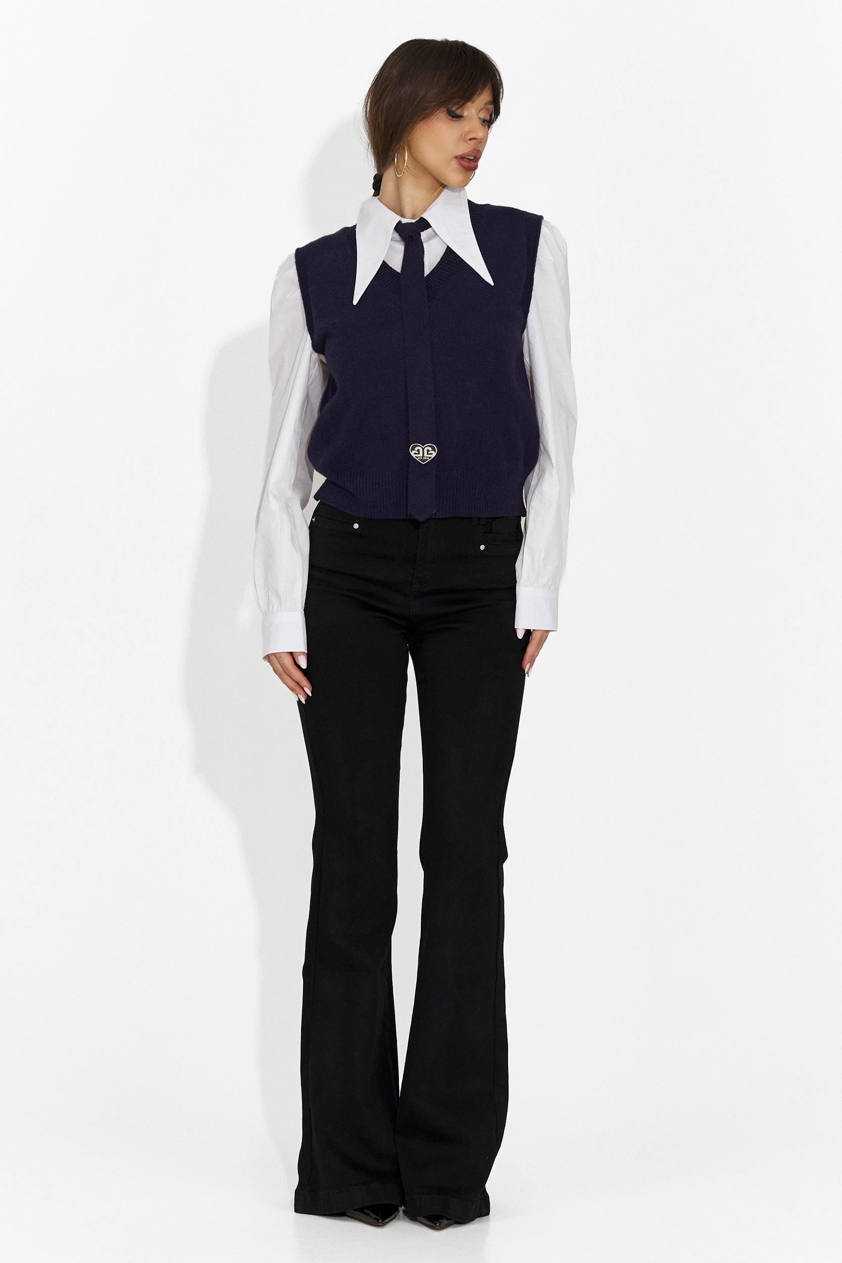 Set da Donna Ofeliana Bo 3 Pezzi Camicia + Gilet + Cravatta Blu