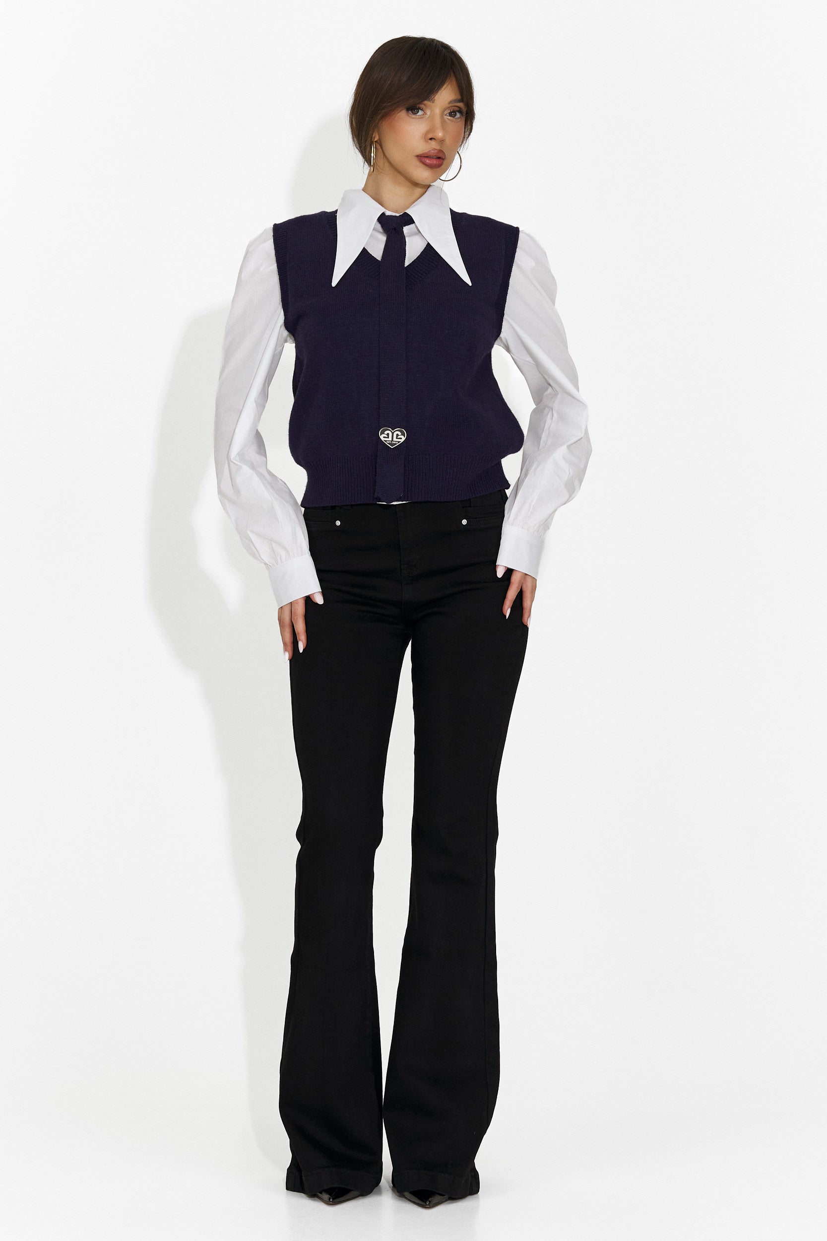 Set da Donna Ofeliana Bo 3 Pezzi Camicia + Gilet + Cravatta Blu