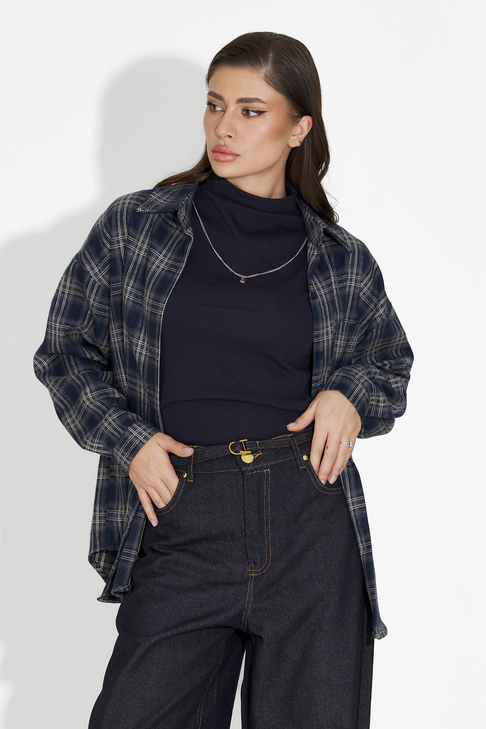 Σετ γυναικείο πουκάμισο + μπλουζάκι σκούρο μπλε Arlete Bogas