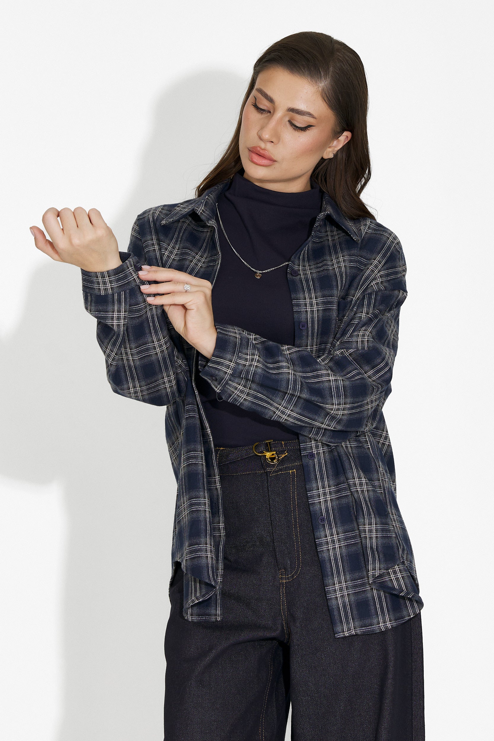 Σετ γυναικείο πουκάμισο + μπλουζάκι σκούρο μπλε Arlete Bogas