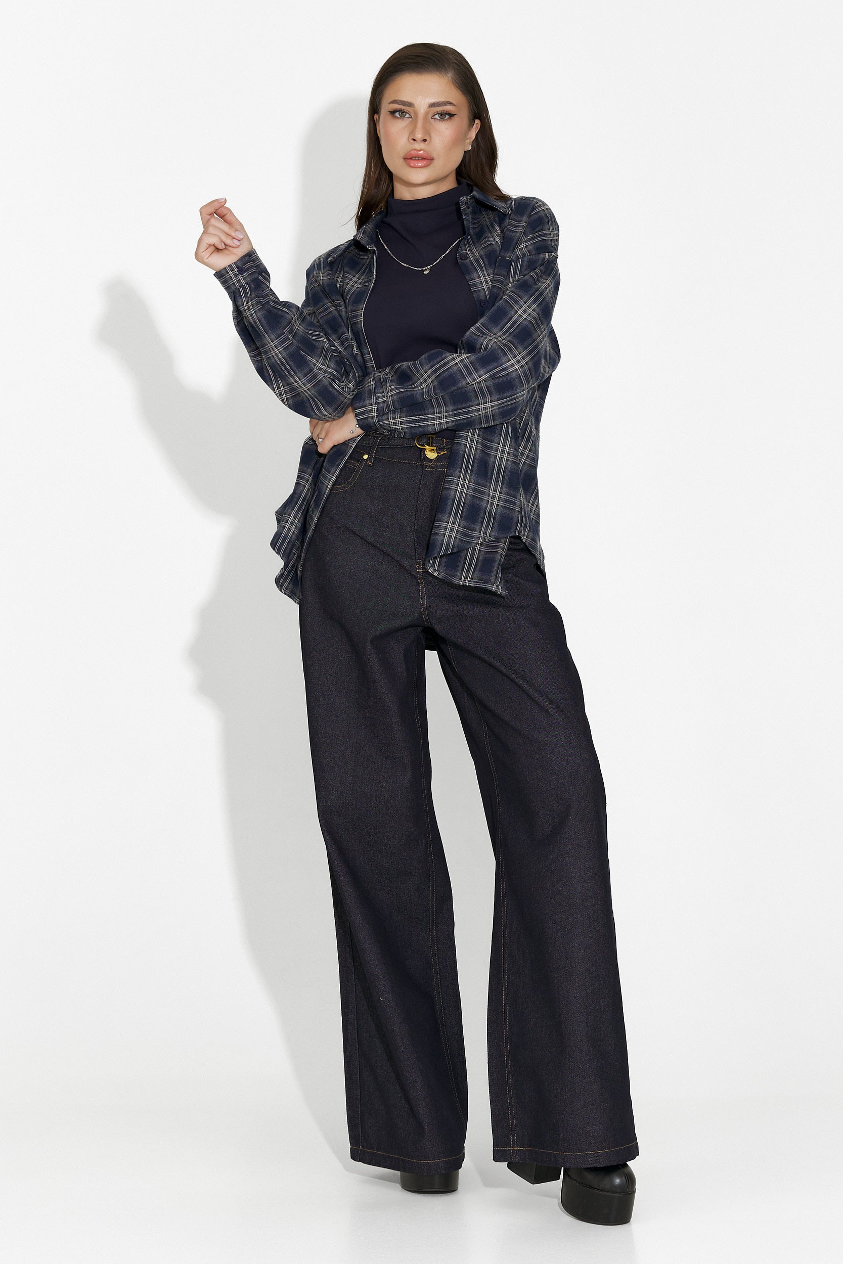 Σετ γυναικείο πουκάμισο + μπλουζάκι σκούρο μπλε Arlete Bogas