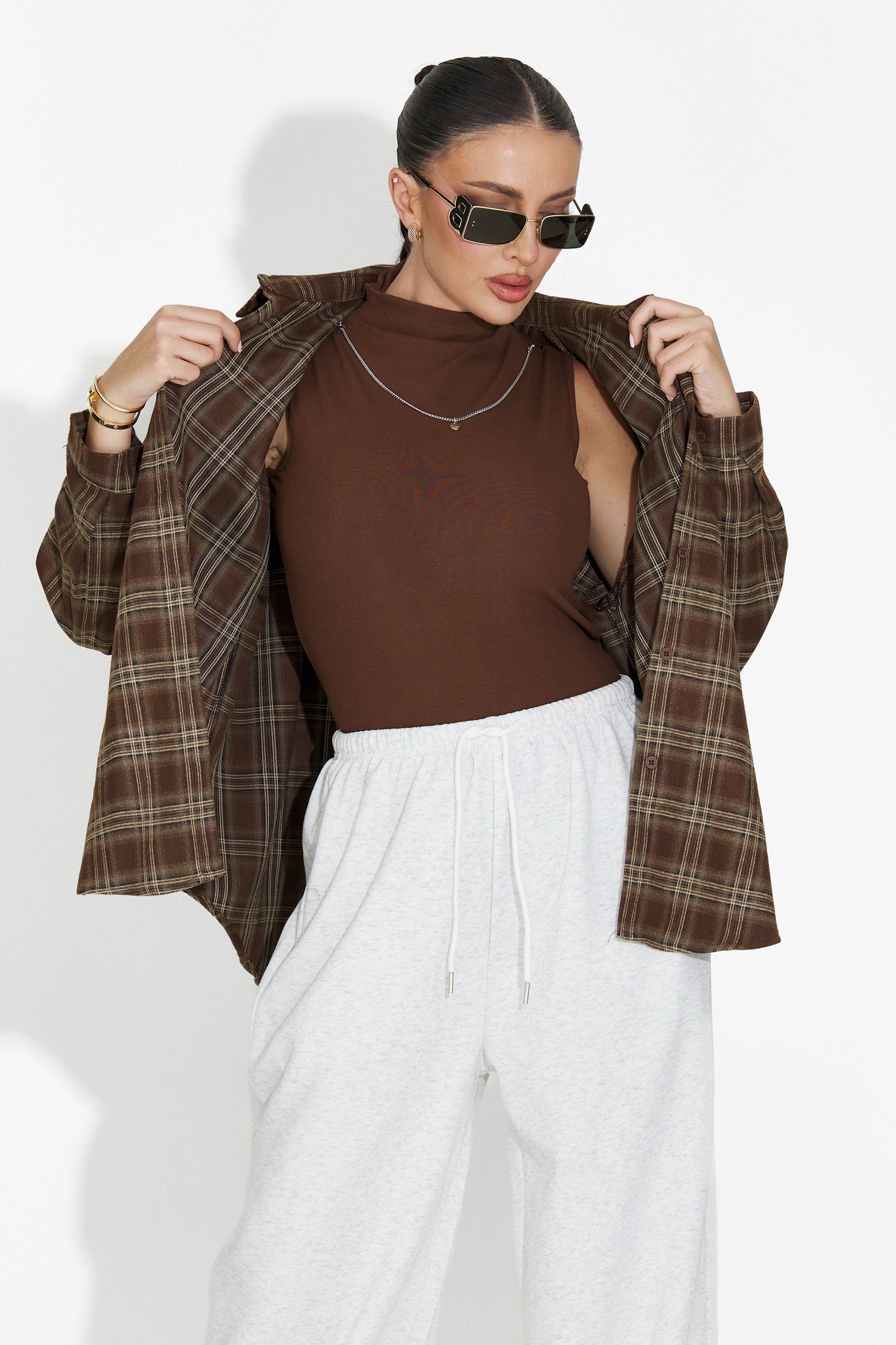 Σετ γυναικείο πουκάμισο + καφέ τοπ Arlete Bogas