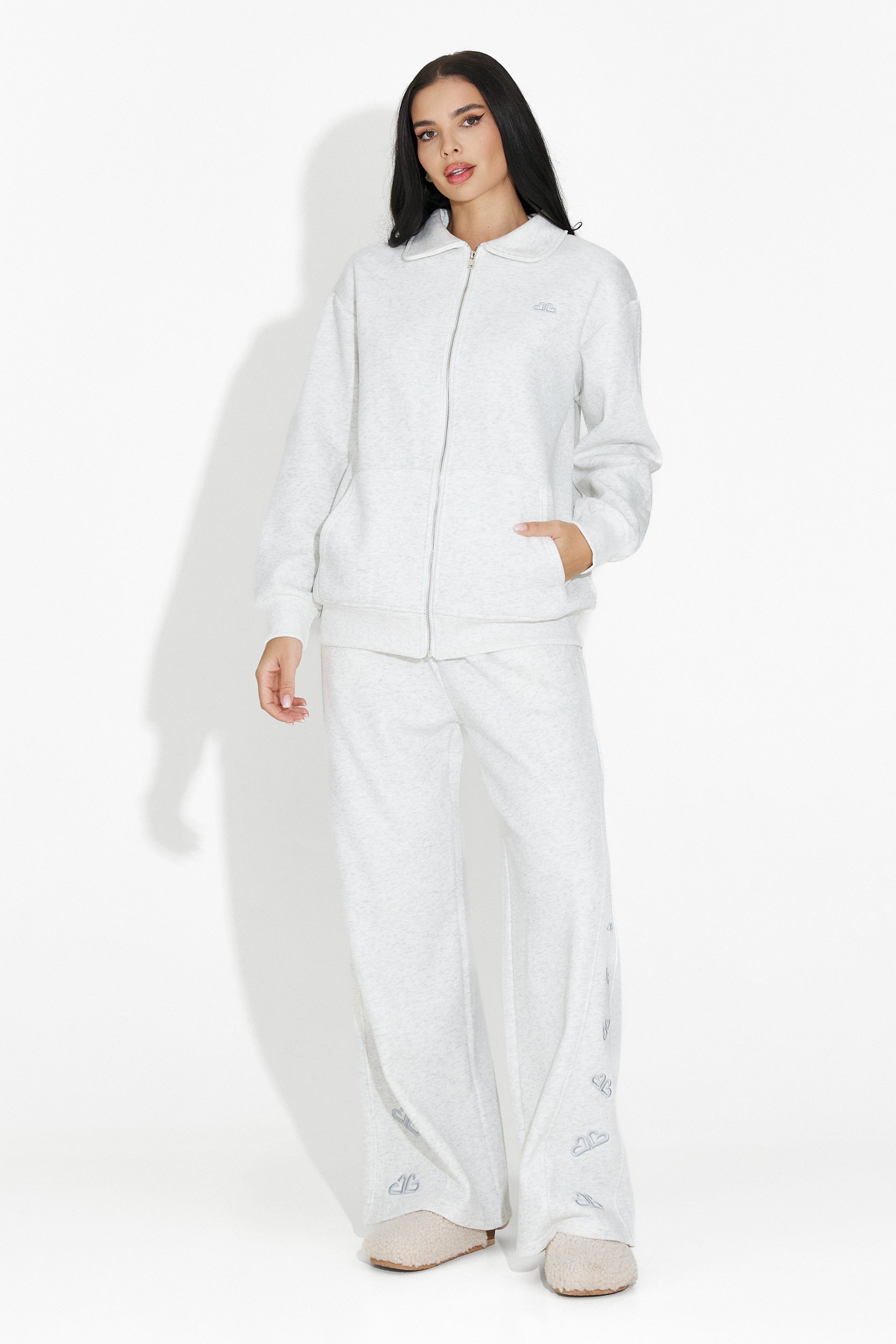 Γυναικείο casual γκρι σετ Brynora Bogas