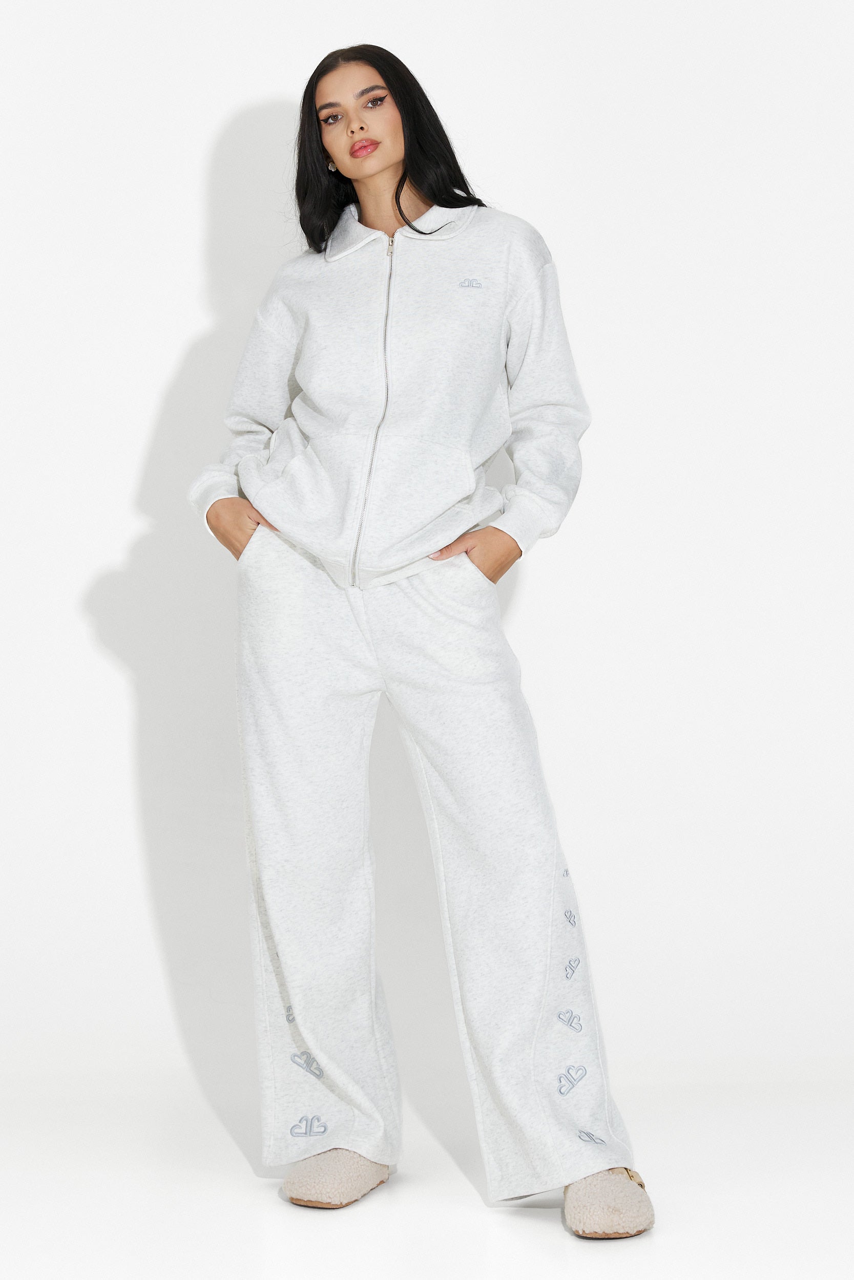 Γυναικείο casual γκρι σετ Brynora Bogas