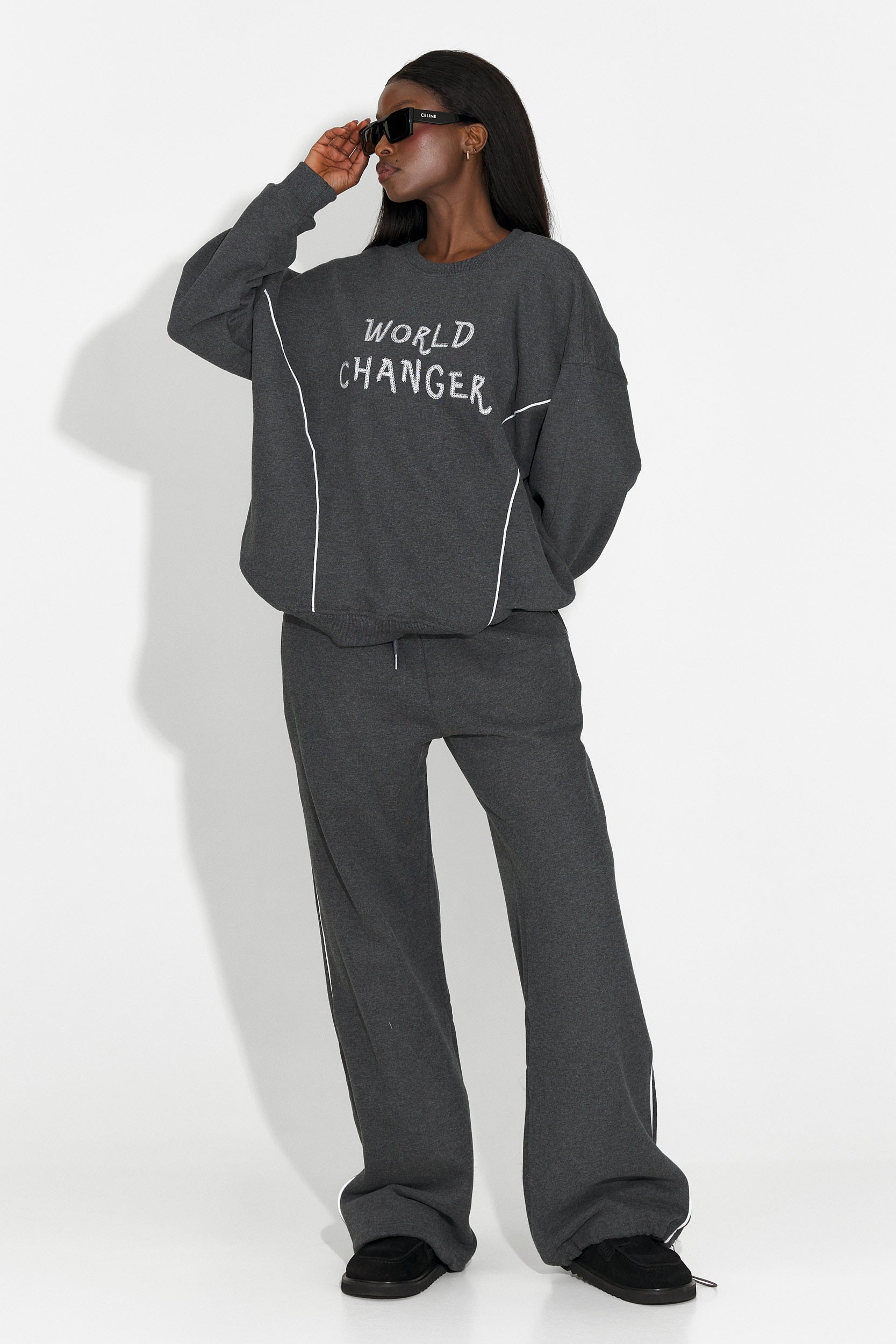 Mörkgrå casual damträningsdräkt Pavora Bogas