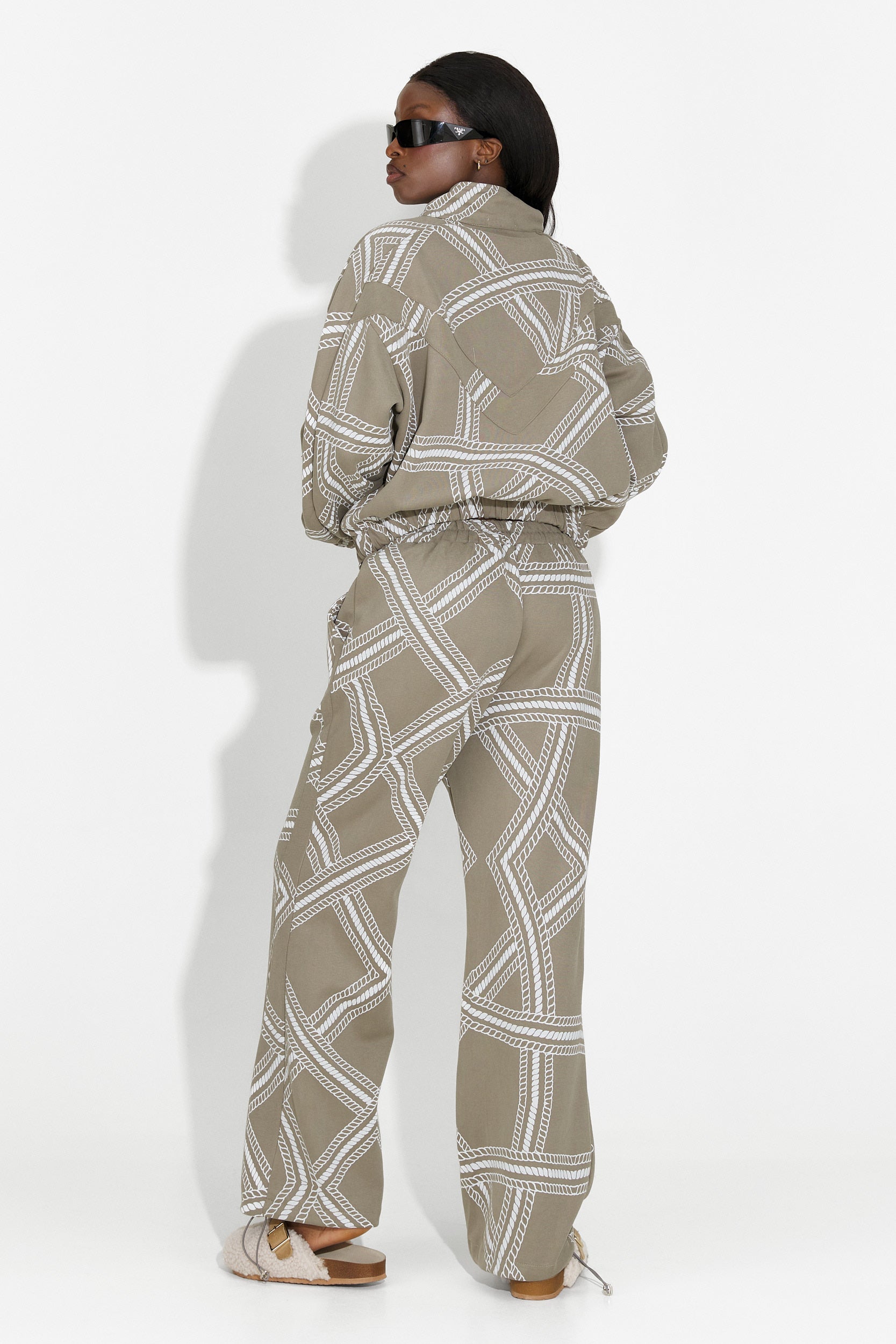 Γυναικείο casual σετ φόρμας χακί Kristela Bogas