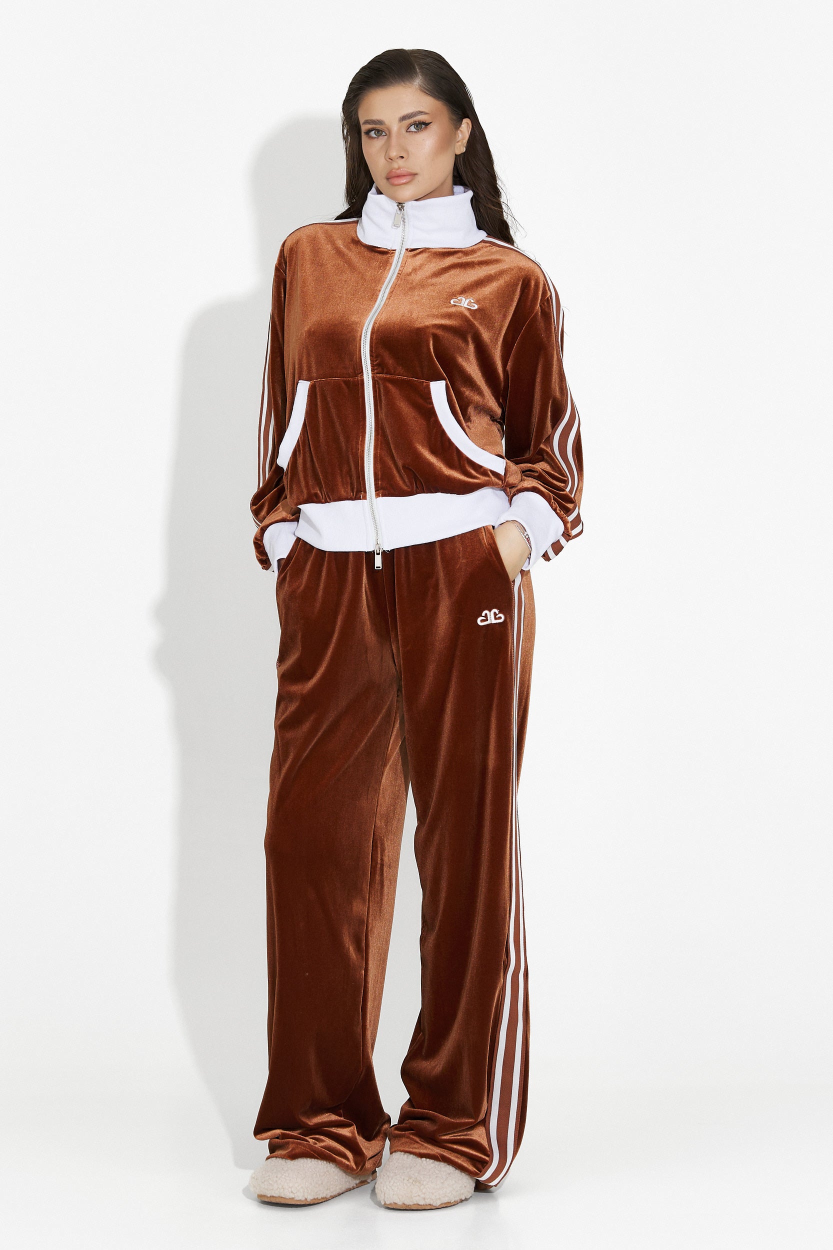 Σετ γυναικείο casual καφέ Chanela Bogas