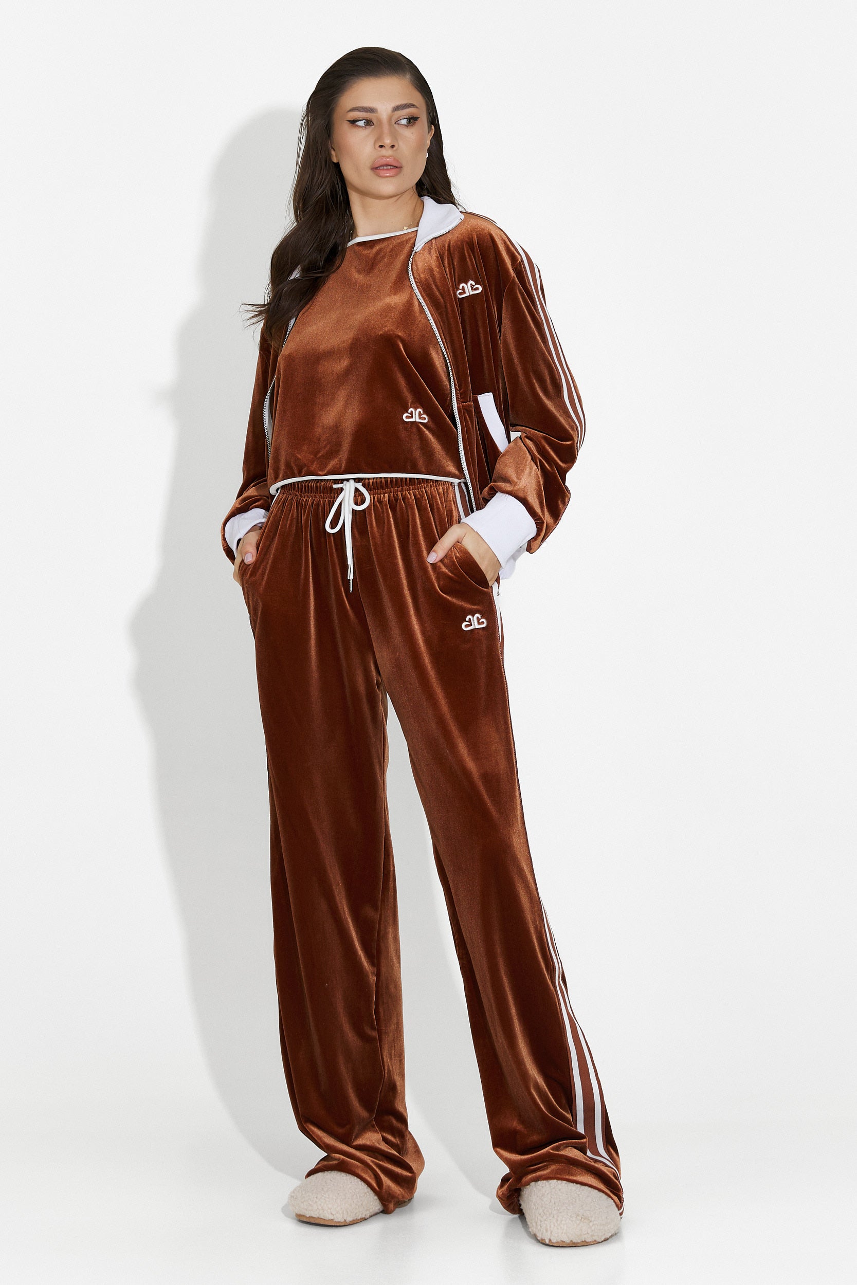 Σετ γυναικείο casual καφέ Chanela Bogas