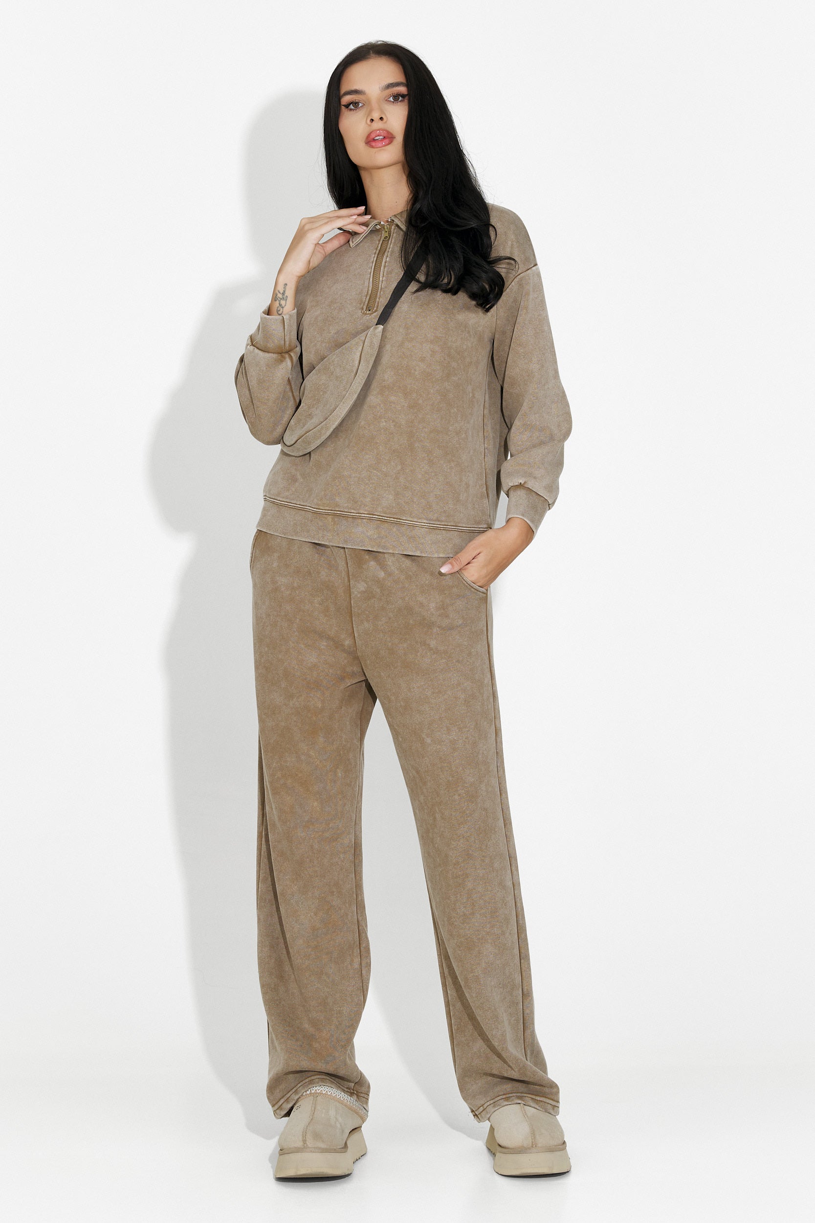 Σετ γυναικείο casual καφέ Dionea Bogas