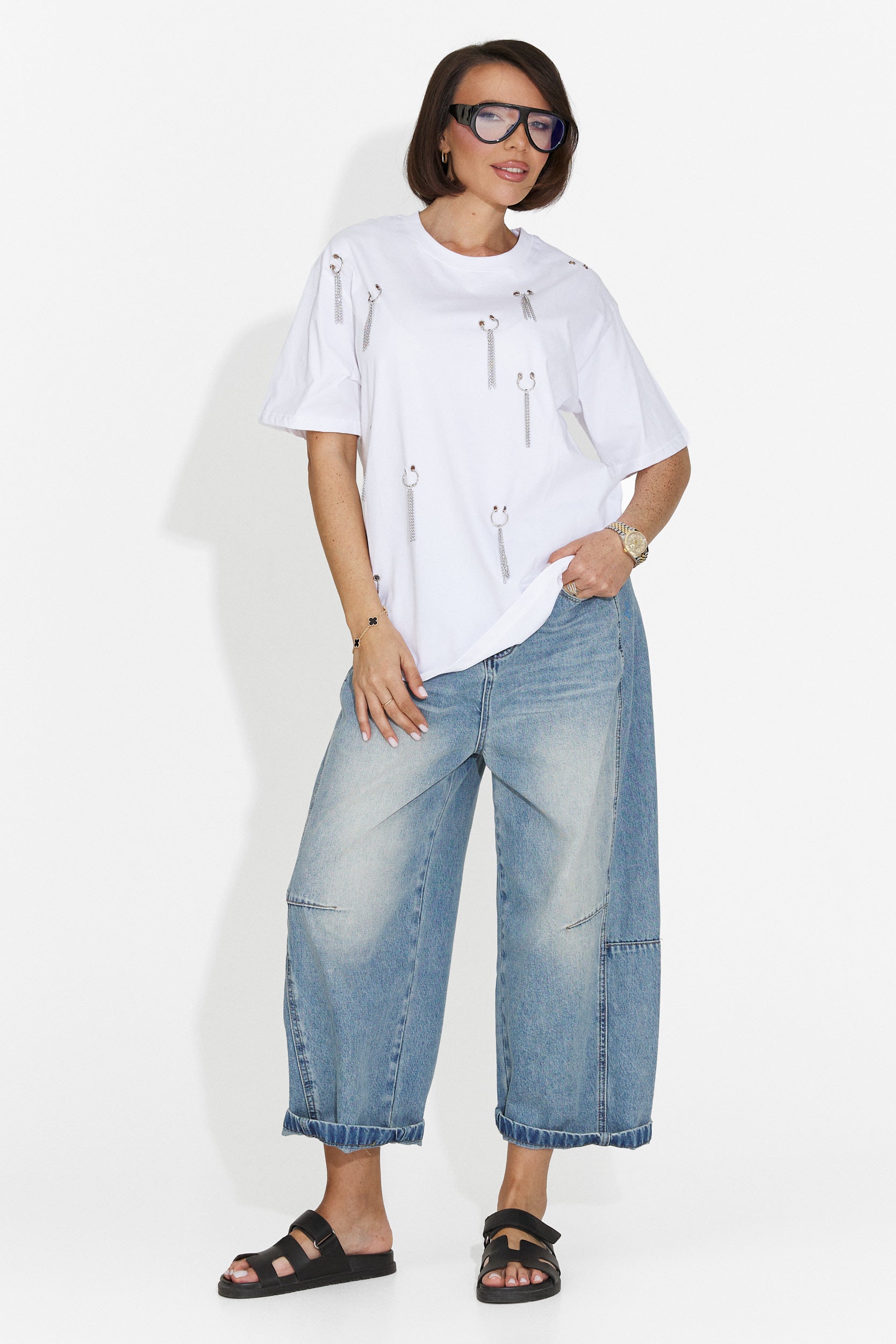 Zinia Bogas T-Shirt Décontracté Blanc pour Dames