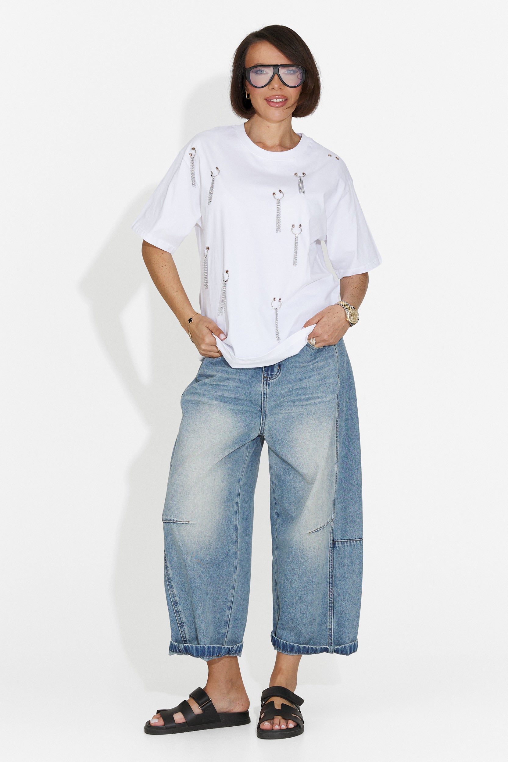 Zinia Bogas T-Shirt Décontracté Blanc pour Dames