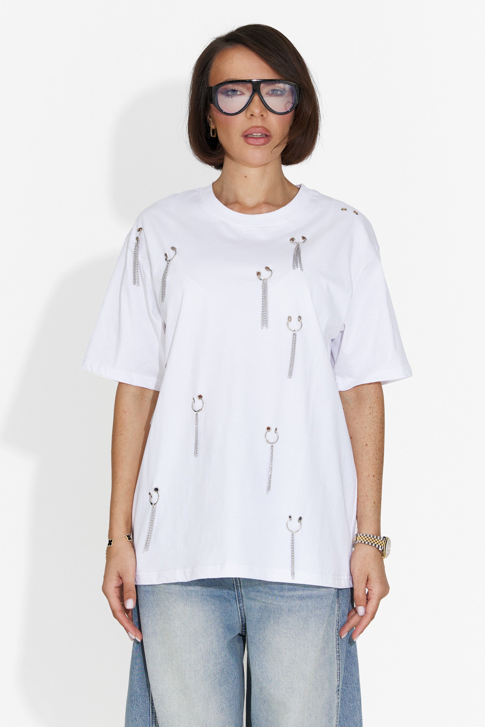 Zinia Bogas T-Shirt Décontracté Blanc pour Dames