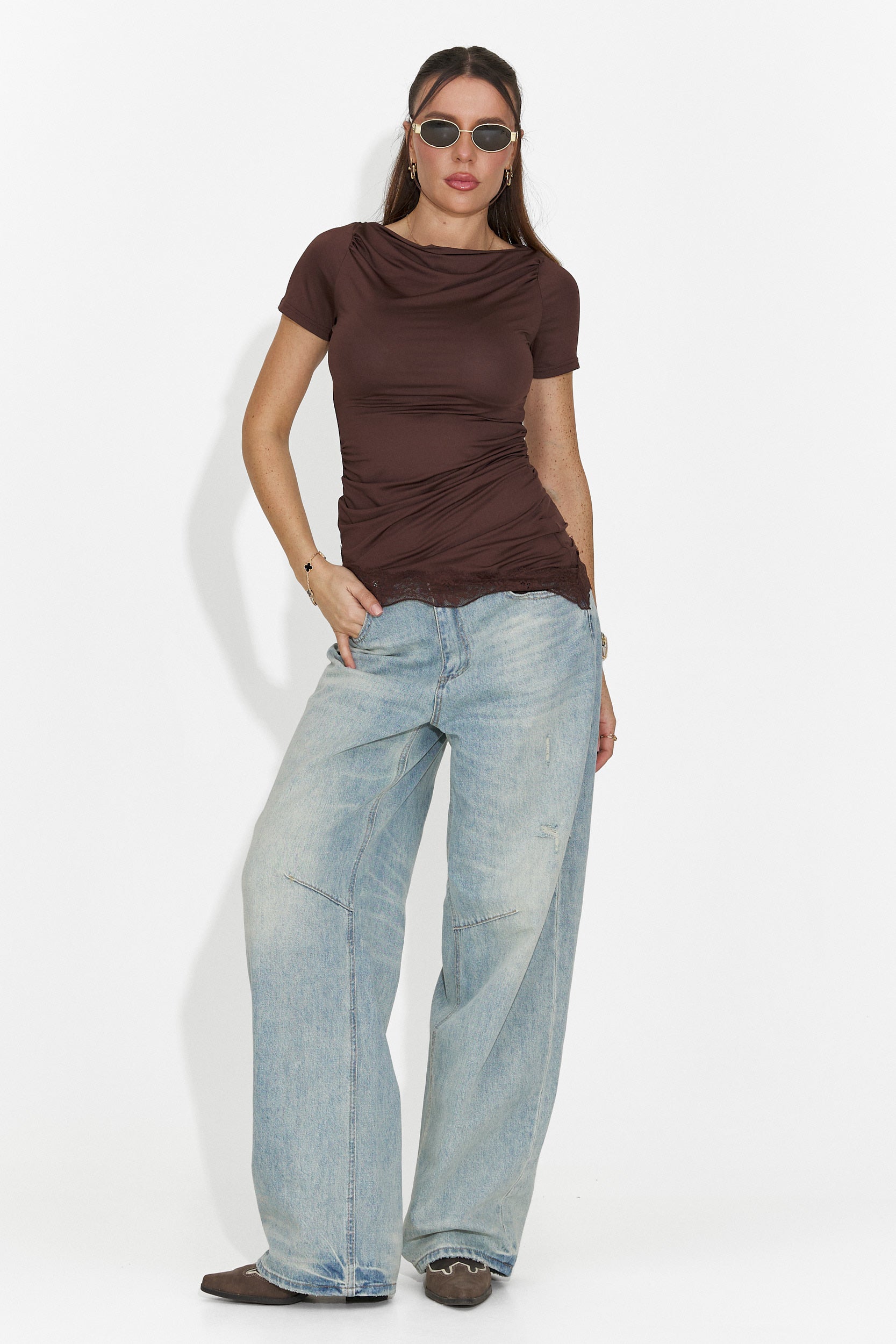 T-shirt femme décontracté marron Arkania Bogas