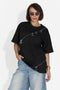 T-shirt décontracté noir à volants Bogas pour dames