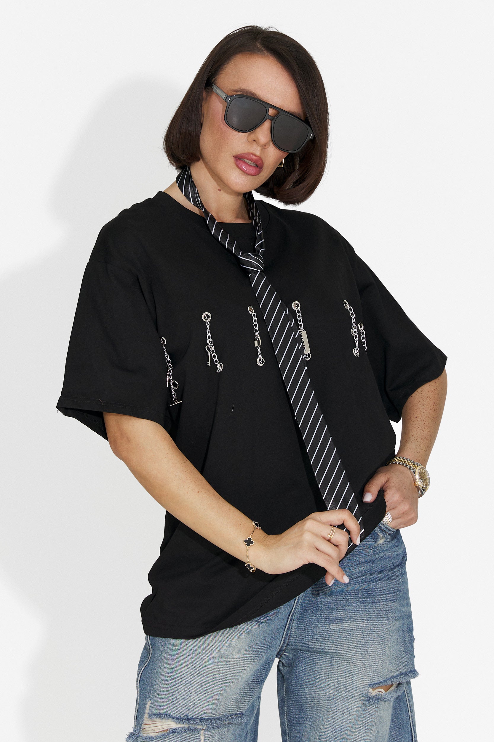 Tricou dama casual negru Wisteria Bogas
